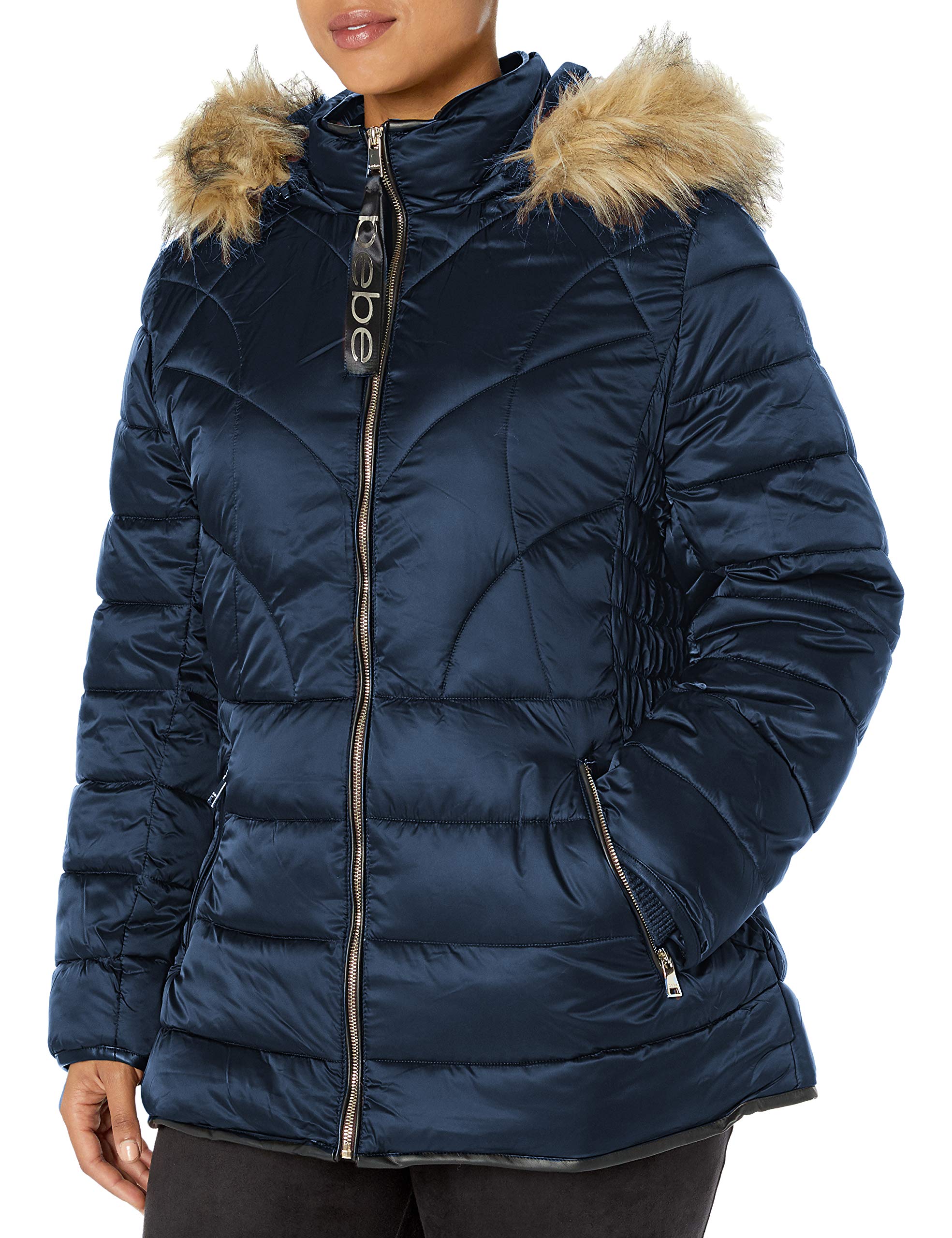 BeBe Women's Petite Puffer Jacket - Lightweight Warm Winter Coat for Women, Water-Resistant Quilted Down Jacket with Hood | Perfect for Outdoor Activities, Commuting & Cold Weather Fashion