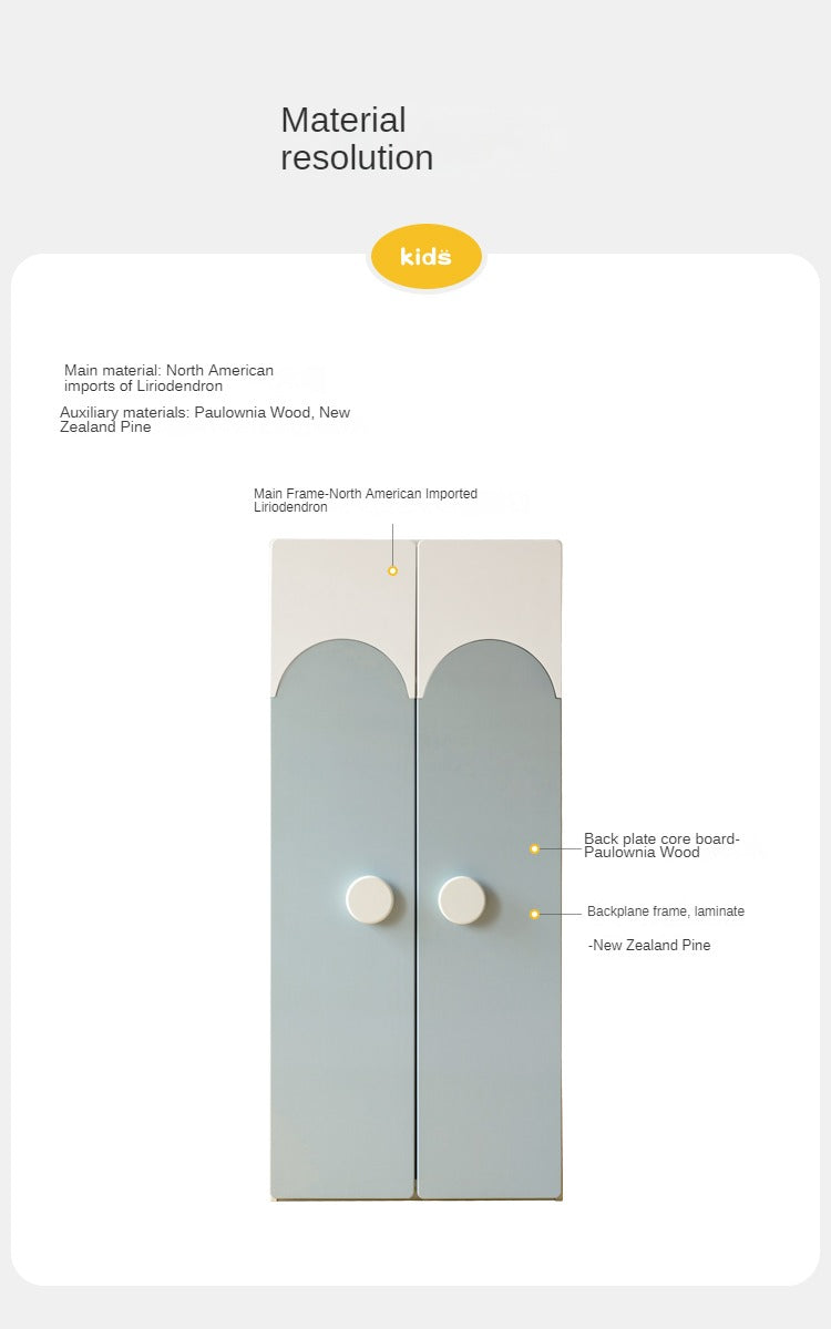 Pine Solid Wood Kids Wardrobe - Durable & Stylish Storage for Bedroom, Nursery, or Playroom - Perfect for Organizing Clothes, Toys & Accessories