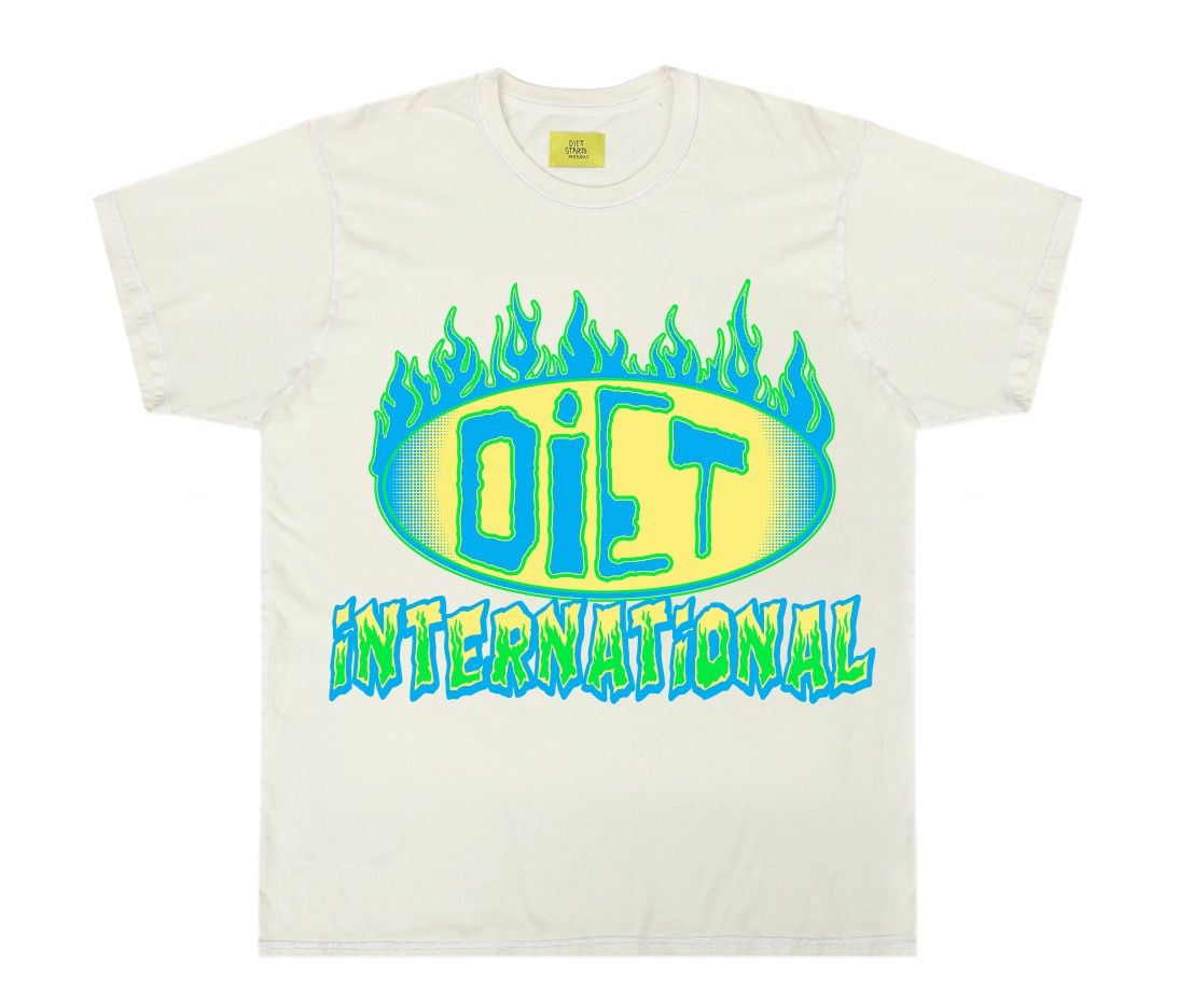 DIET STARTS MONDAY International Flame Graphic T-Shirt - Trendy Casual Tee for Women & Men - Perfect for Gym, Workout & Streetwear Fashion