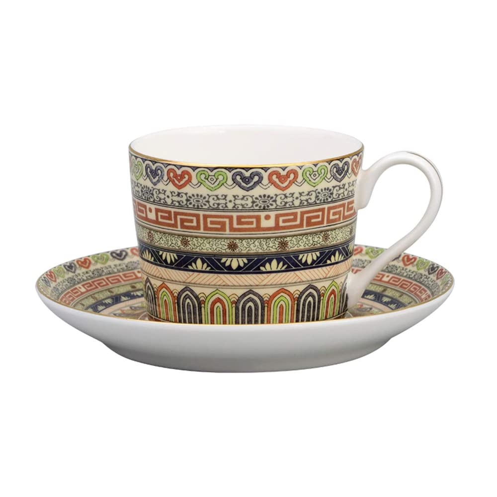 Personalized Bone China Coffee Mug & Saucer Set - 100ml Classic Retro British Afternoon Tea Cup, Luxury Collectible Gift for Couples, Men & Women - Perfect for Tea Parties, Anniversaries & Home Decor