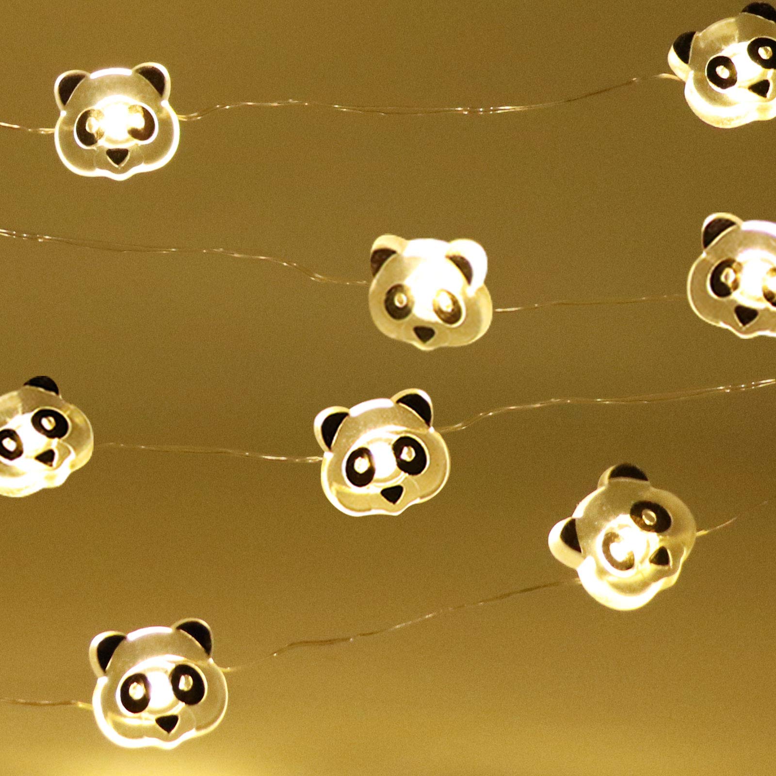 Panda LED String Lights 10ft - Battery Operated for Bedroom & Outdoor Decor