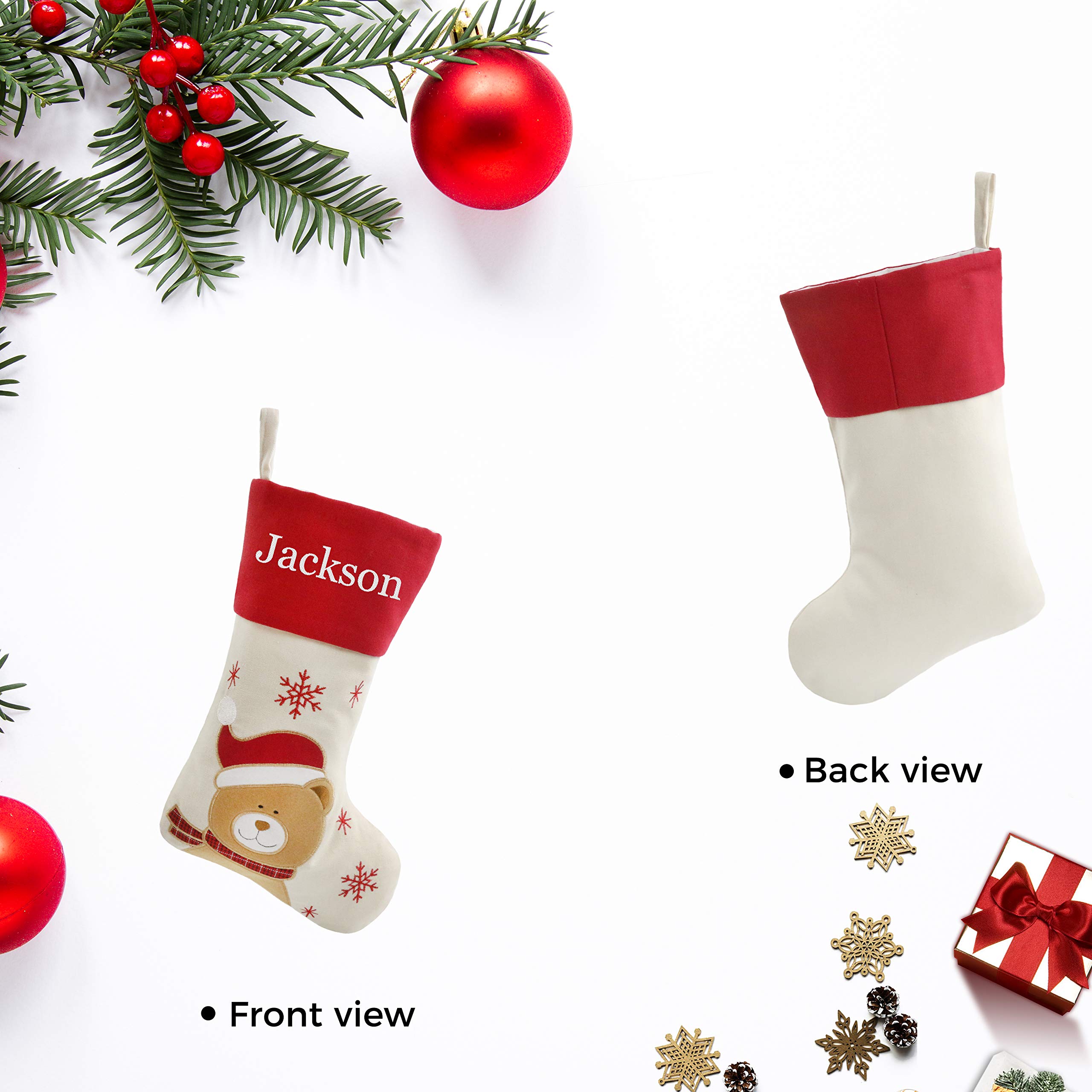 Personalized Christmas Stockings 18 Inch - Custom Embroidered Fireplace Hanging Stockings for Family Holiday Decorations - Perfect Christmas Gift for Home Decor (Style 29) - Ideal for Fireplace Mantel, Christmas Tree Decor & Festive Home Styling