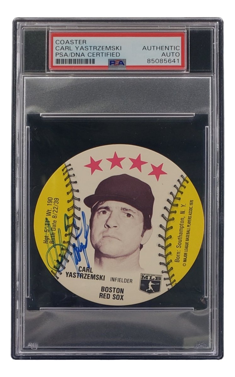 Authentic Carl Yastrzemski Signed 1976 MSA Boston Red Sox Disc Card with PSA/DNA Certification - Perfect for Baseball Memorabilia Collectors and Red Sox Fans Display