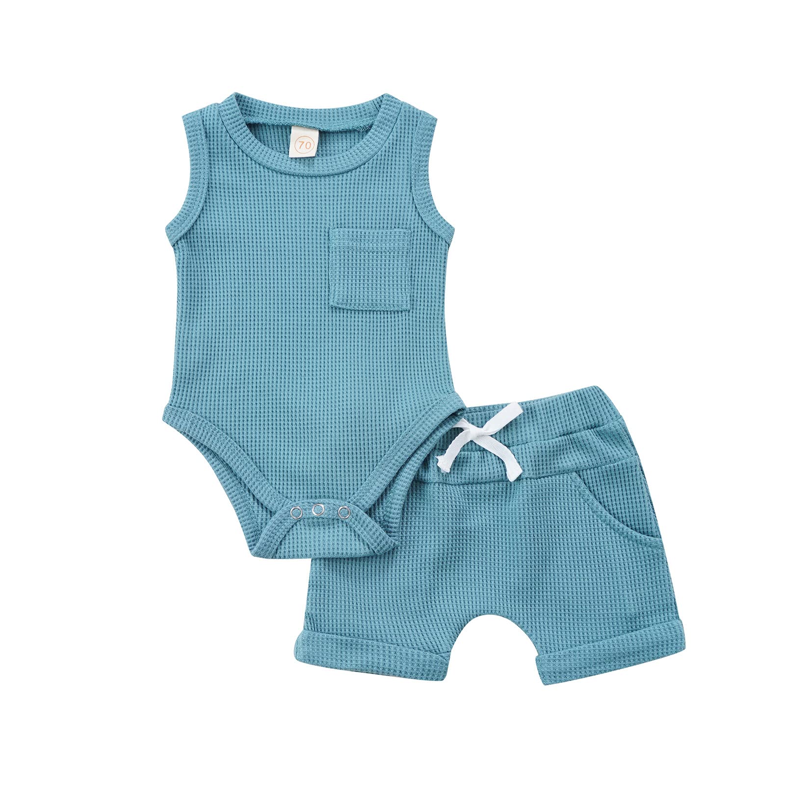 Karesoull Unisex Baby Waffle Shorts Outfits - Ribbed Neutral Color for Newborn Boys & Girls - Perfect for Summer Playtime & Casual Outings