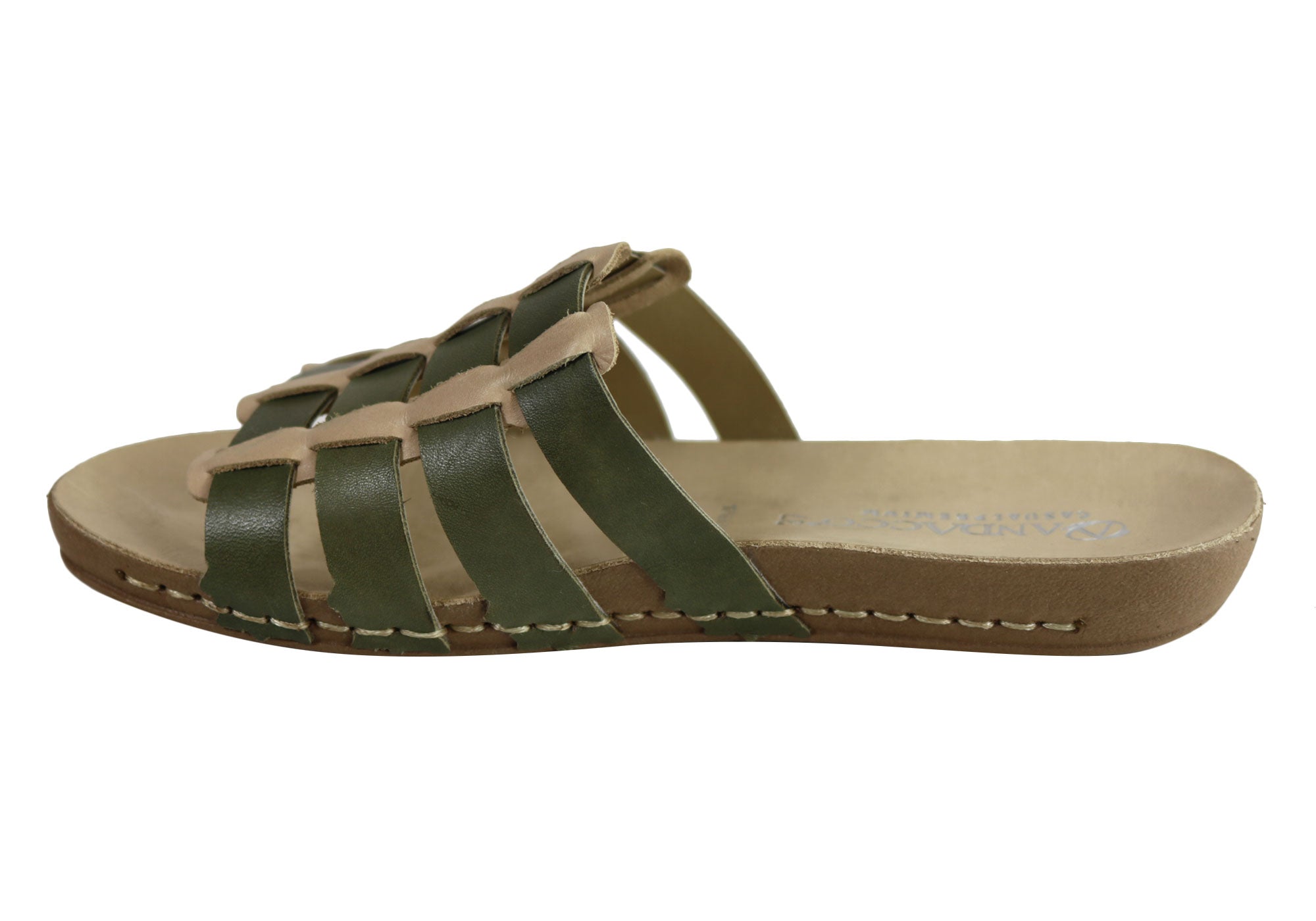 Andacco Sorrento Women's Comfort Leather Slide Sandals - Handmade in Brazil - Perfect for Beach, Vacation & Summer Outfits