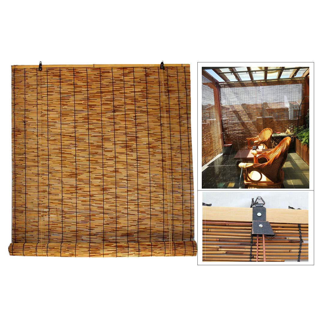 Natural Bamboo Roller Blind for Windows - Customizable Reed Roman Shade (150x260cm/59x102in) | Heat Insulation, Breathable & Waterproof | Perfect for Living Room, Bedroom & Outdoor Use