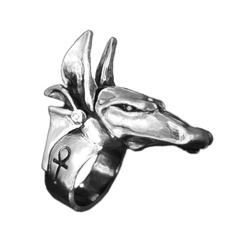 Anubis Ring 925 Sterling Silver - Egyptian God of Death & Afterlife Guide - Handcrafted Jewelry for Men & Women - Perfect for Gothic, Halloween & Mythology Lovers