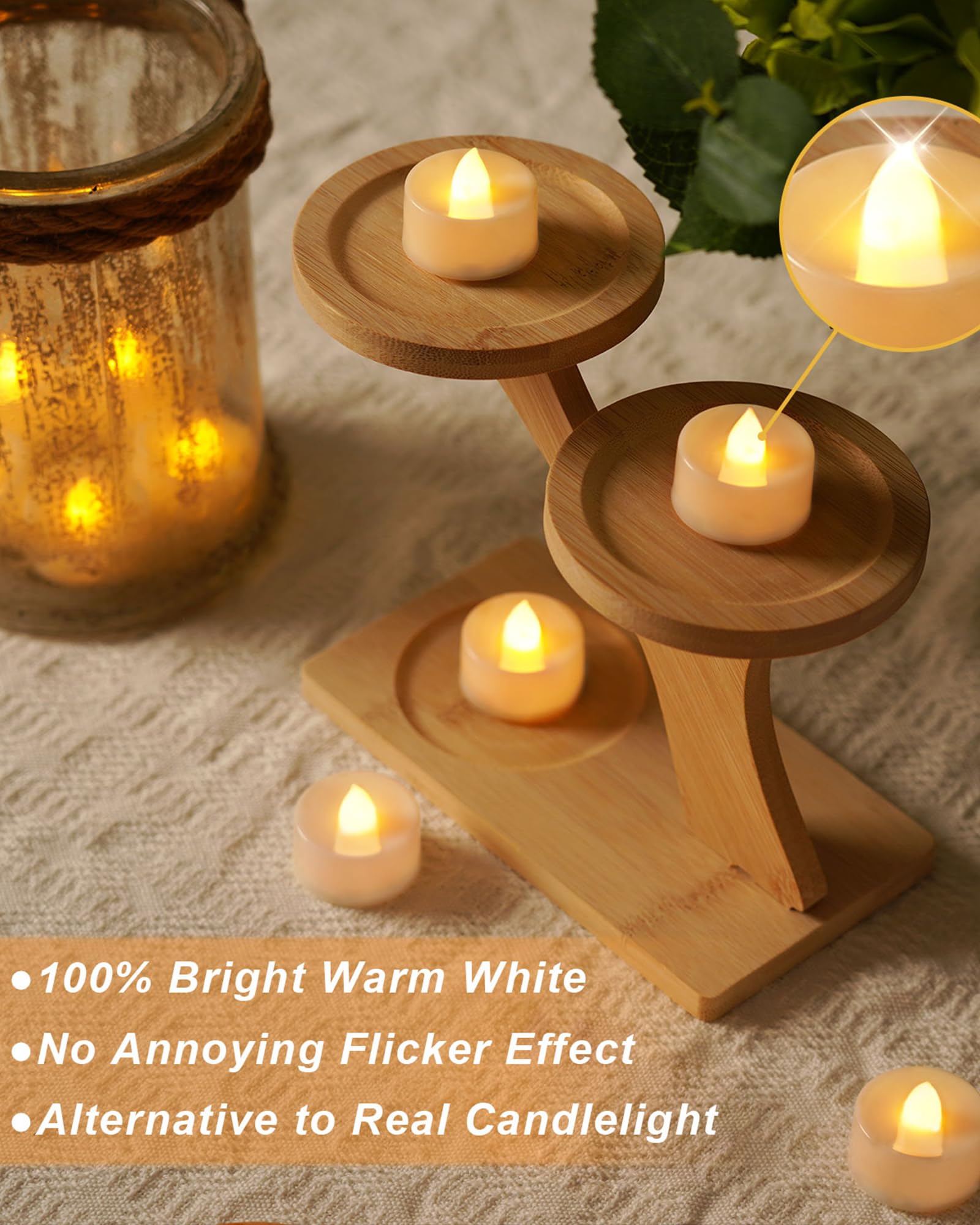BEICHI 12-Pack LED Tea Lights with Timer - Battery Operated Flameless Candles, 6 Hours Auto Timer, Flickering Votive Candles 1.5