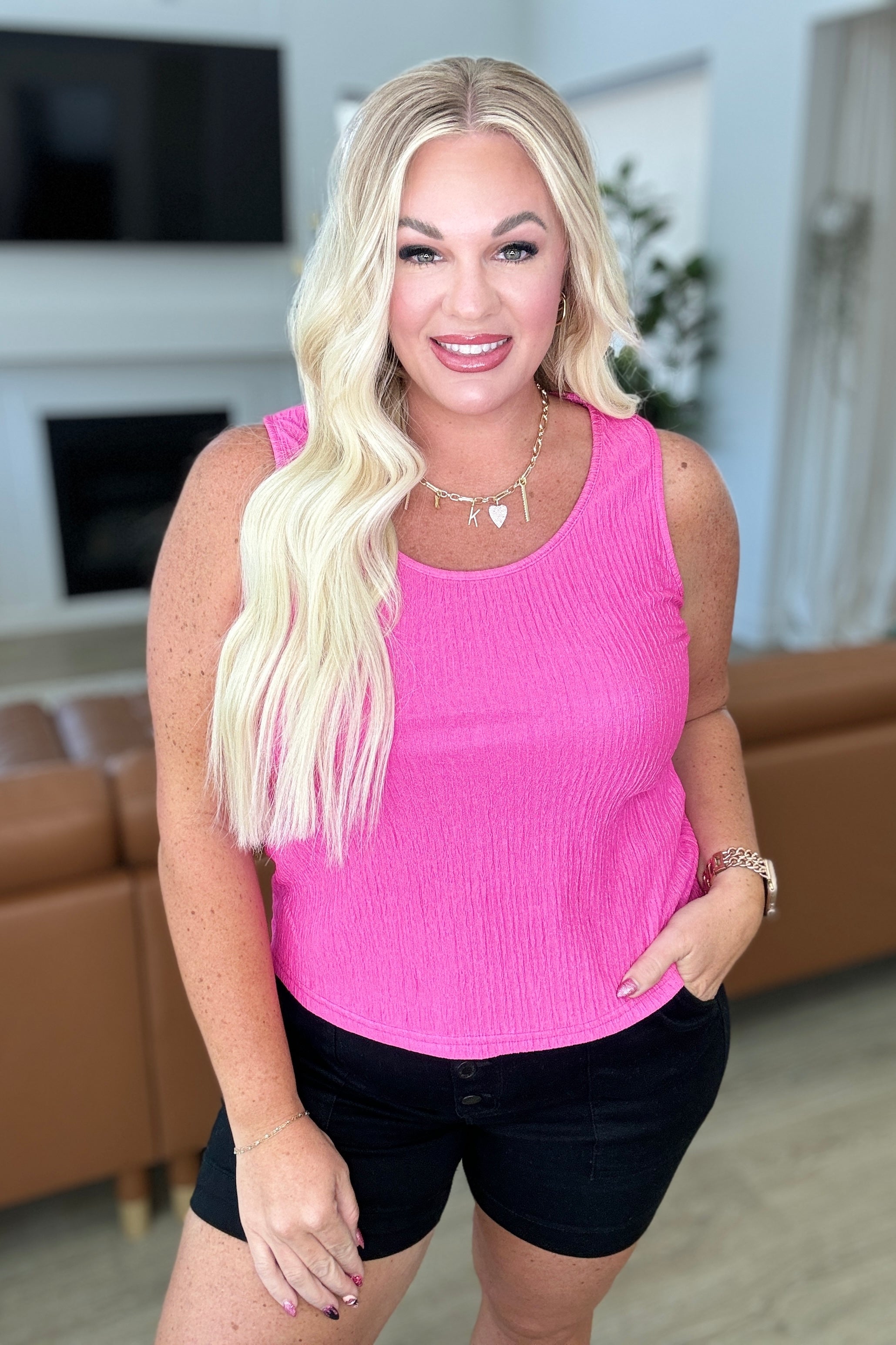 Not A Worry Textured Tank Top for Women - Soft Breathable Casual Sleeveless Shirt for Summer, Yoga, Gym, and Everyday Wear