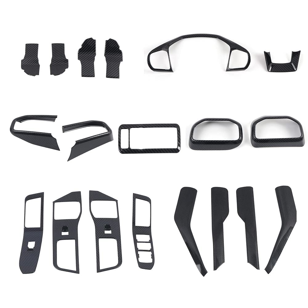 2020-2024 Ford Explorer Interior Accessories Kit - 19pcs ABS Carbon Fiber Grain Trim Cover Set (Excludes XLT & RHD Models) | Premium Car Decoration for Enhanced Cabin Style & Protection