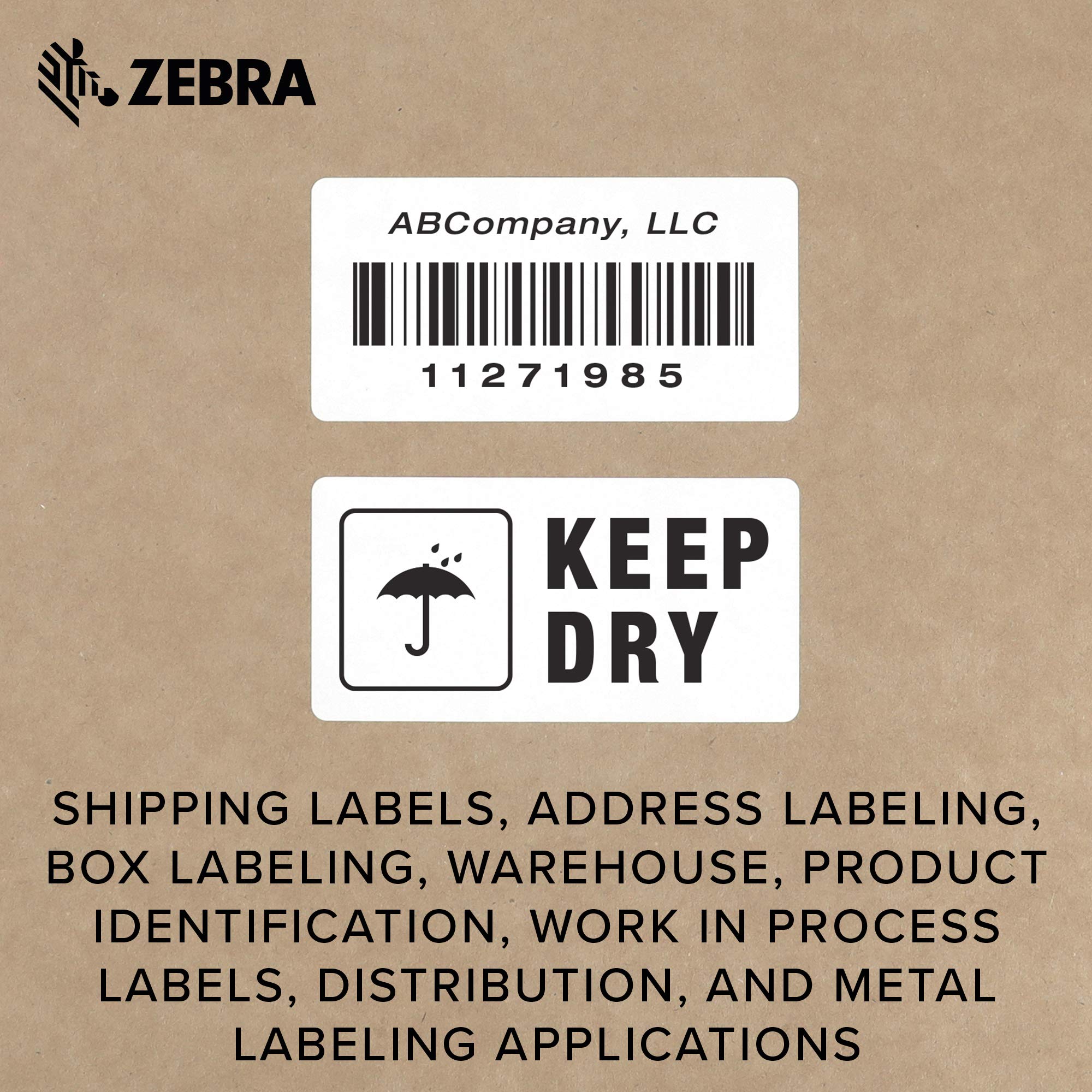 Zebra 4x2 Inch Thermal Transfer Paper Labels - Z-Perform 2000T Permanent Adhesive Shipping Labels (1 Inch Core, 6 Rolls) - Ideal for Warehouse, Logistics & Package Labeling - Model 10031651SP