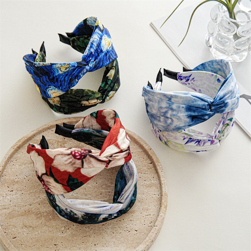 Women's Summer Printed Fabric Headband - Stylish Hair Accessory for Workouts, Yoga, and Outdoor Activities