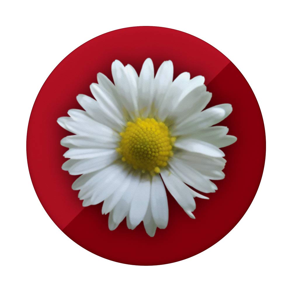 Daisy Grip White Flower Red Design - Floral PopSocket Stand for Phones & Tablets | Perfect for Travel, Work, and Everyday Use