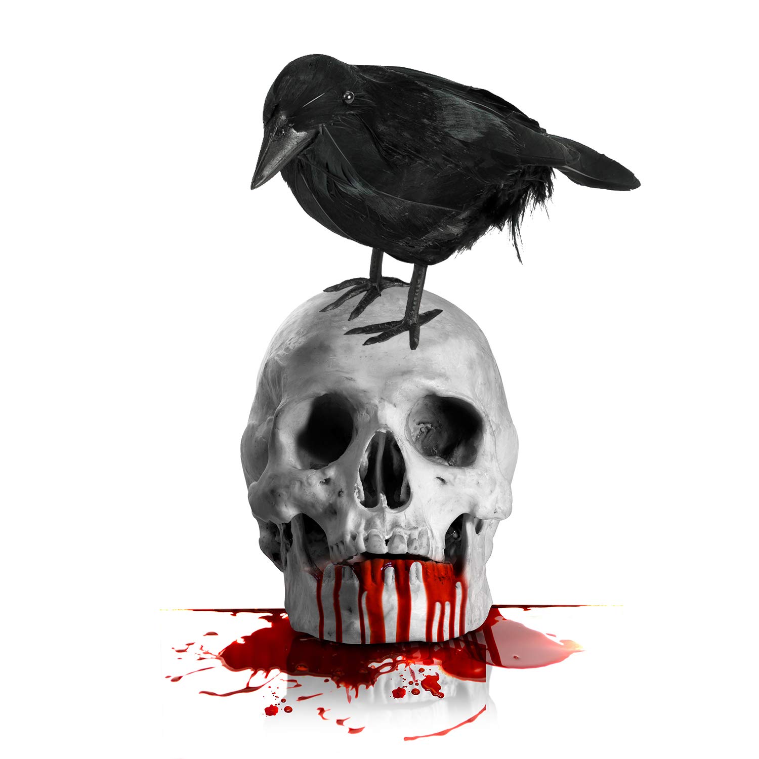 4 Pack Halloween Black Crows Decor - Realistic Fake Ravens for Spooky Halloween Party Decorations, Haunted House Props, and Outdoor Yard Scarecrow Displays