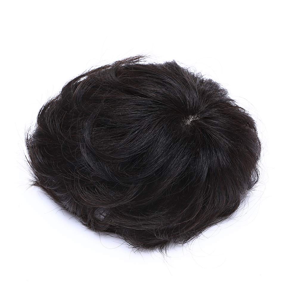 Natural Human Hair Topper for Men & Women - 4inch Clip-in Hairpiece for Thinning Hair (Color #1B Black) | Perfect for Daily Wear, Parties & Special Occasions