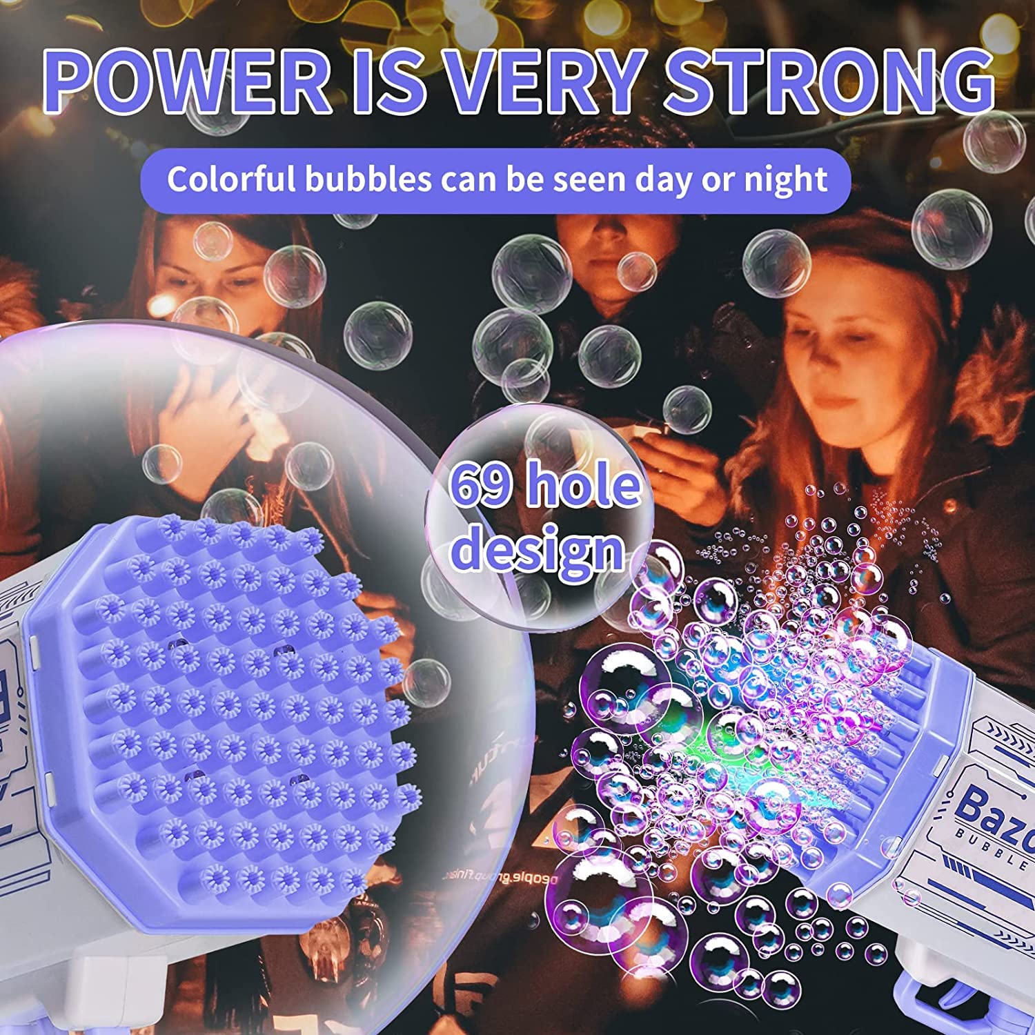 Electric Bubble Gun Bazooka Launcher - 69-Hole Bubble Blower Machine with Colorful LED Lights for Kids & Adults | Perfect for Birthday Parties, Weddings, Outdoor Play and Family Gatherings
