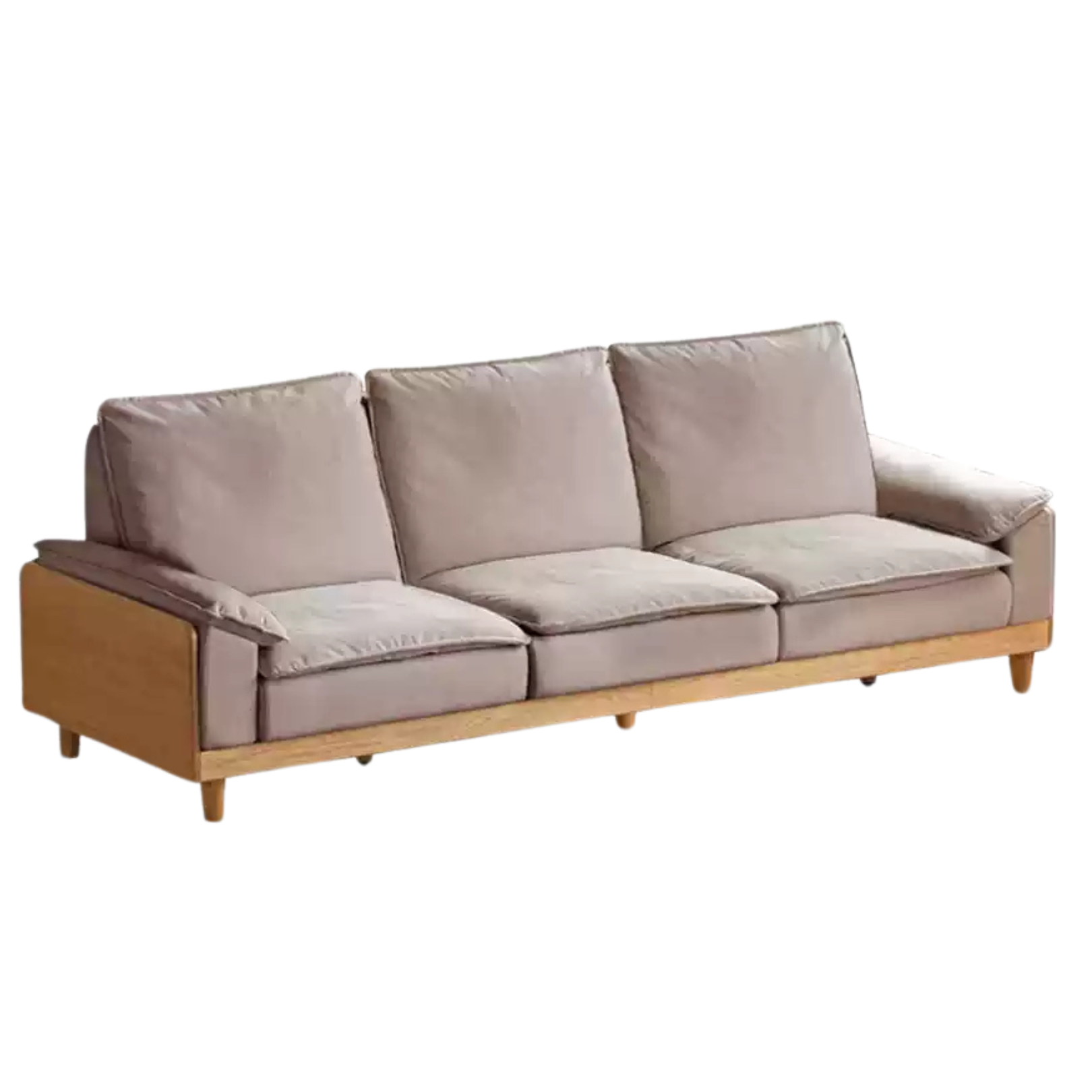 108.6x38.9x37.4 inch / 276x99.7x95cm / Natural wood color / red oak sofa imitation cotton linen smoke chestnut brown