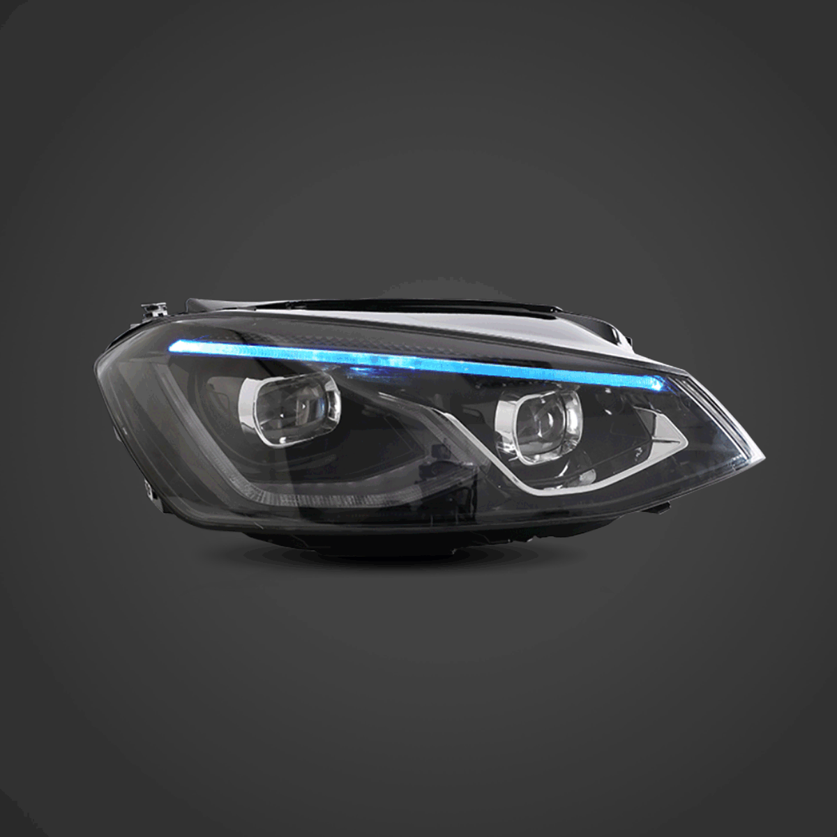 High-Performance LED Headlight Assembly HID Dual Beam Projector - Compatible with 2014-2017 Volkswagen Golf 7th Gen (Mk7, Typ 5G) Hatchback - Black Housing - Improved Night Visibility & Style Upgrade for Safer Driving