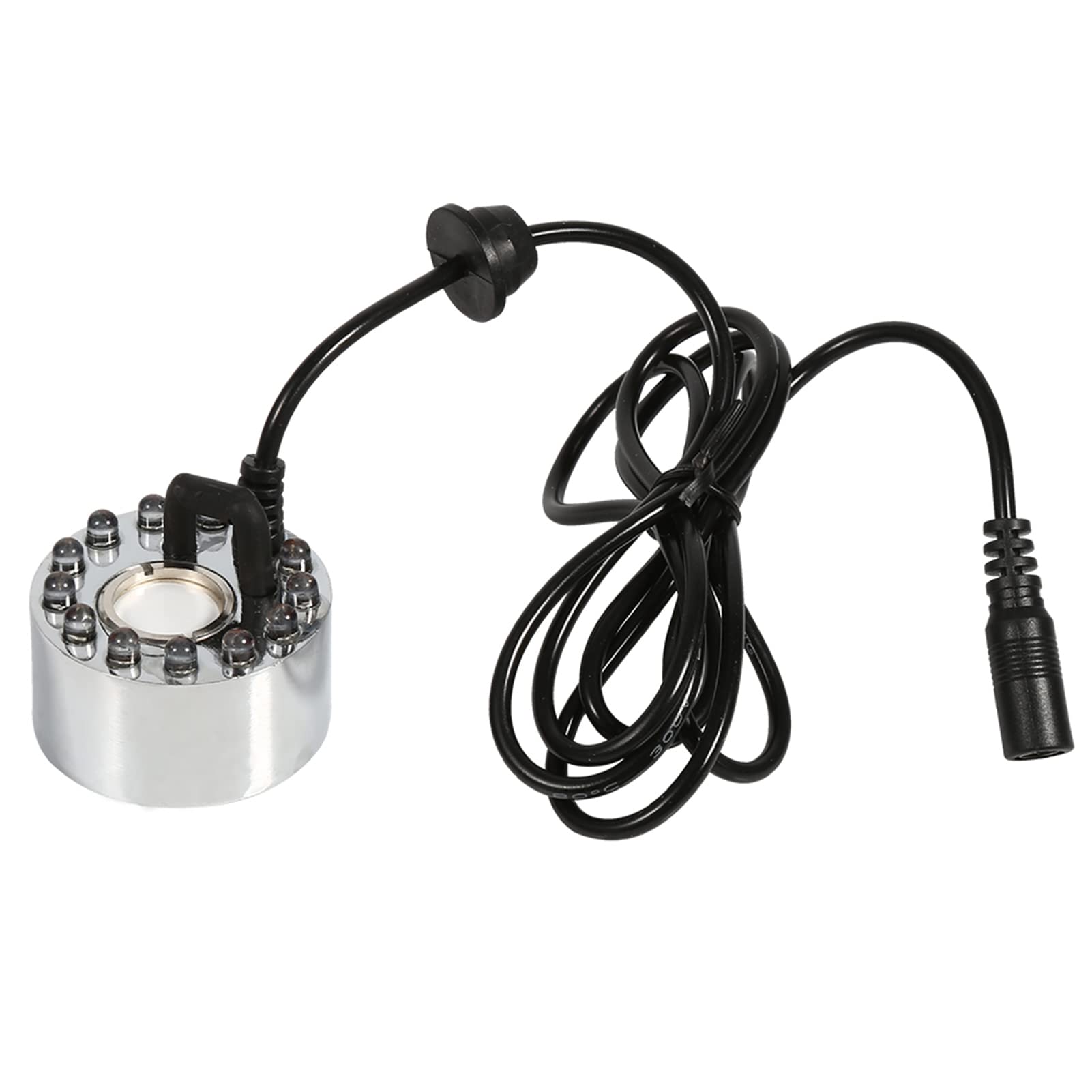Jerliflyer 24V LED Mist Maker with 12 Color Flashing Lights - Ultrasonic Water Fogger for Halloween Party, Fish Tank, Vase & Pond - Aluminum Atomizer Humidifier with Adapter (Red/Yellow/Blue) - Perfect for Home Decor, Aquariums & Outdoor Water Features