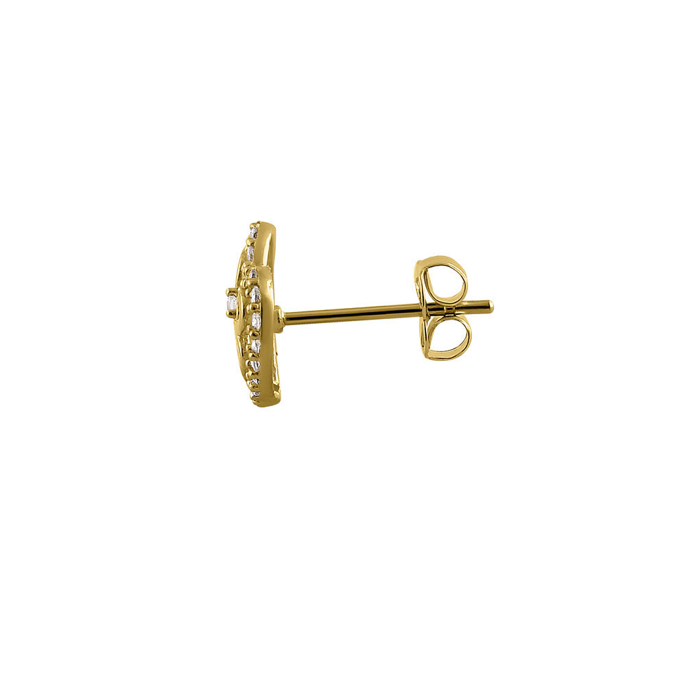 14K Solid Yellow Gold CZ Heart Stud Earrings for Women - Elegant Valentine's Day Gift, Anniversary Present & Everyday Jewelry