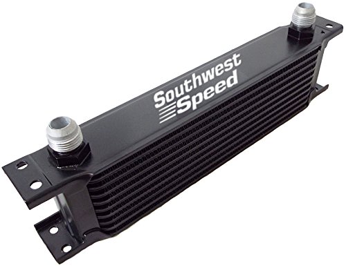 High-Performance 10-Row Black Aluminum Oil Cooler Kit - 8AN Inlet & Outlet - Ideal for Engine, Transmission, Power Steering & Differential Cooling - Perfect for Racing, Off-Road & Performance Vehicles