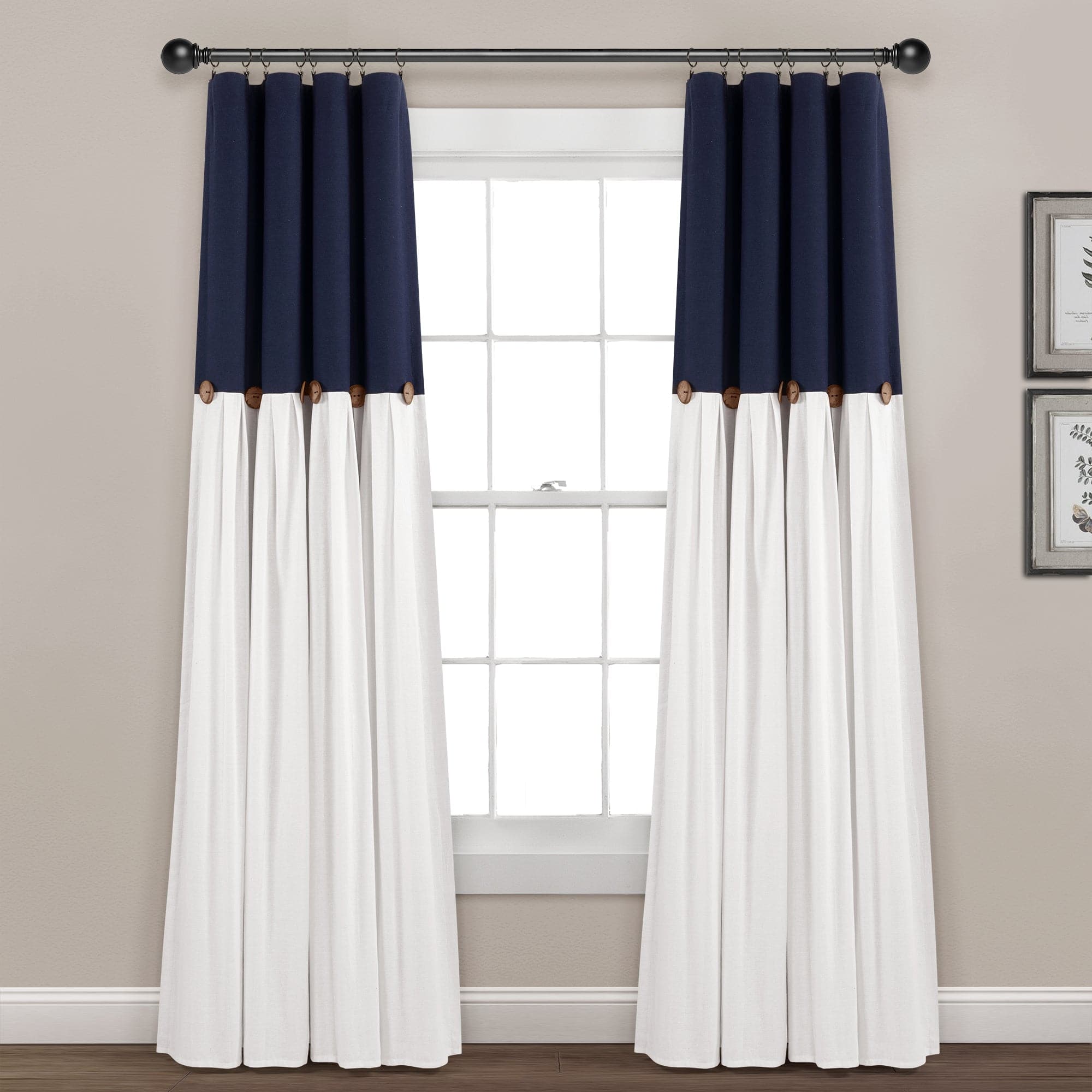 Blackout Linen Curtain Panels with Button Lining - 100% Light Blocking Window Drapes for Bedroom & Living Room Privacy & Sleep