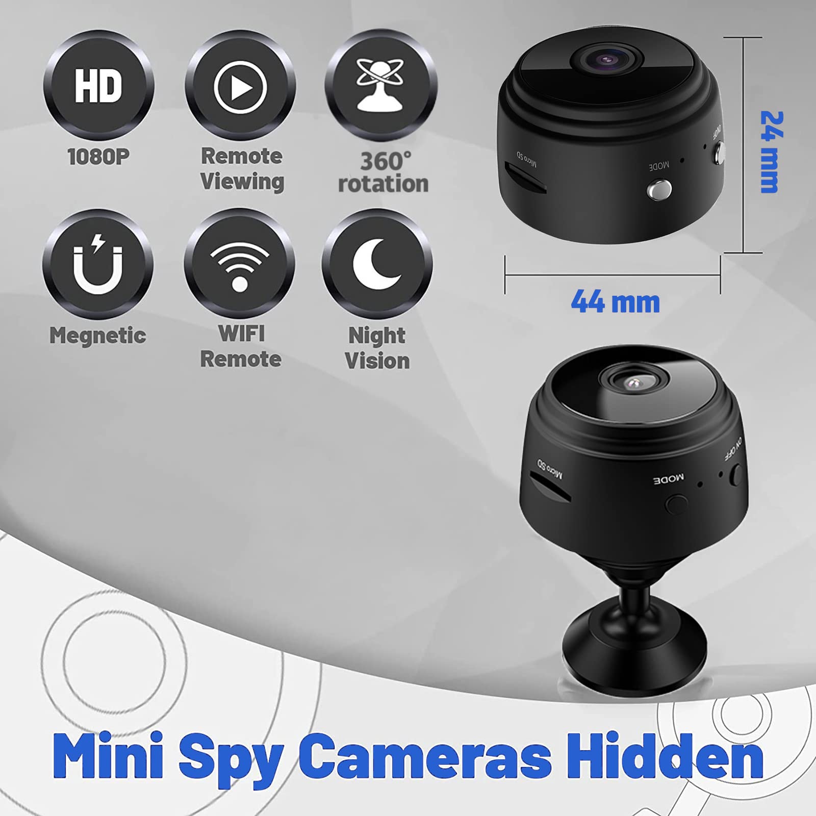 Techking 2-in-1 Wireless Spy Camera & Bluetooth Headset Combo - Mini Hidden Camera with Live Audio/Video Feed, WiFi Mobile App & Magnetic Earpiece for Home Security, Office Monitoring & Hands-Free Calls (1 Year Warranty)