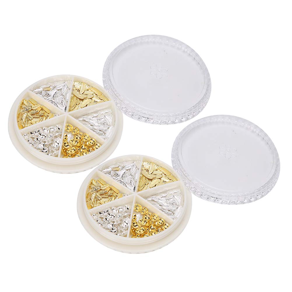 Premium DIY Nail Art Decorations Kit - Gold & Silver Moon & Leaves Design - Professional Manicure Tools for Salon & Home Use - Perfect for Parties, Weddings & Special Occasions