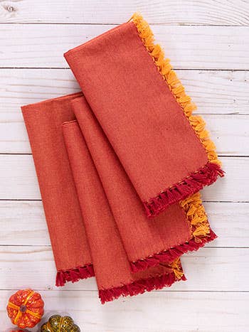 Premium Chambray Napkins Set of 4 - Soft & Absorbent Cotton Table Linens for Everyday Dining, Dinner Parties & Special Occasions