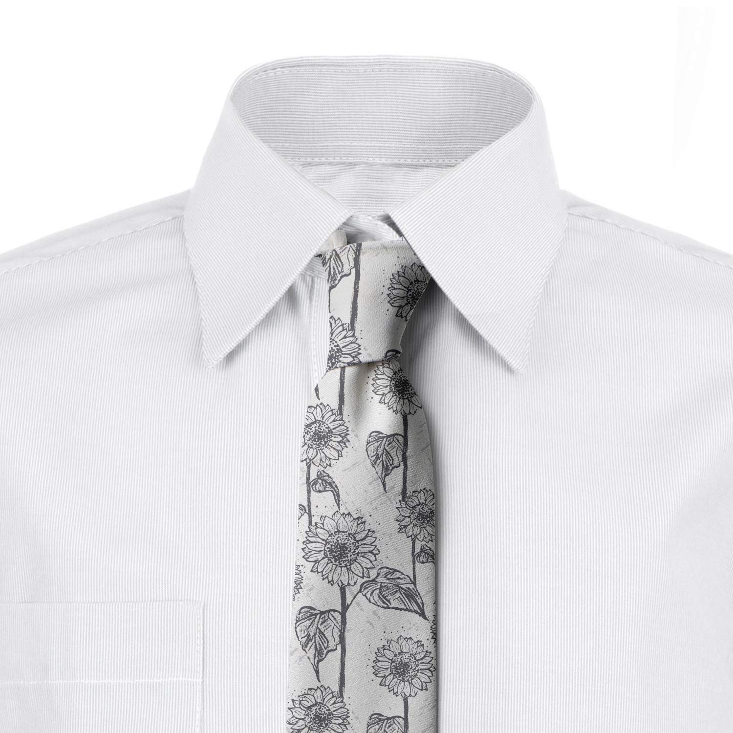 Ambesonne Grunge Sunflowers Necktie for Men - 3.7