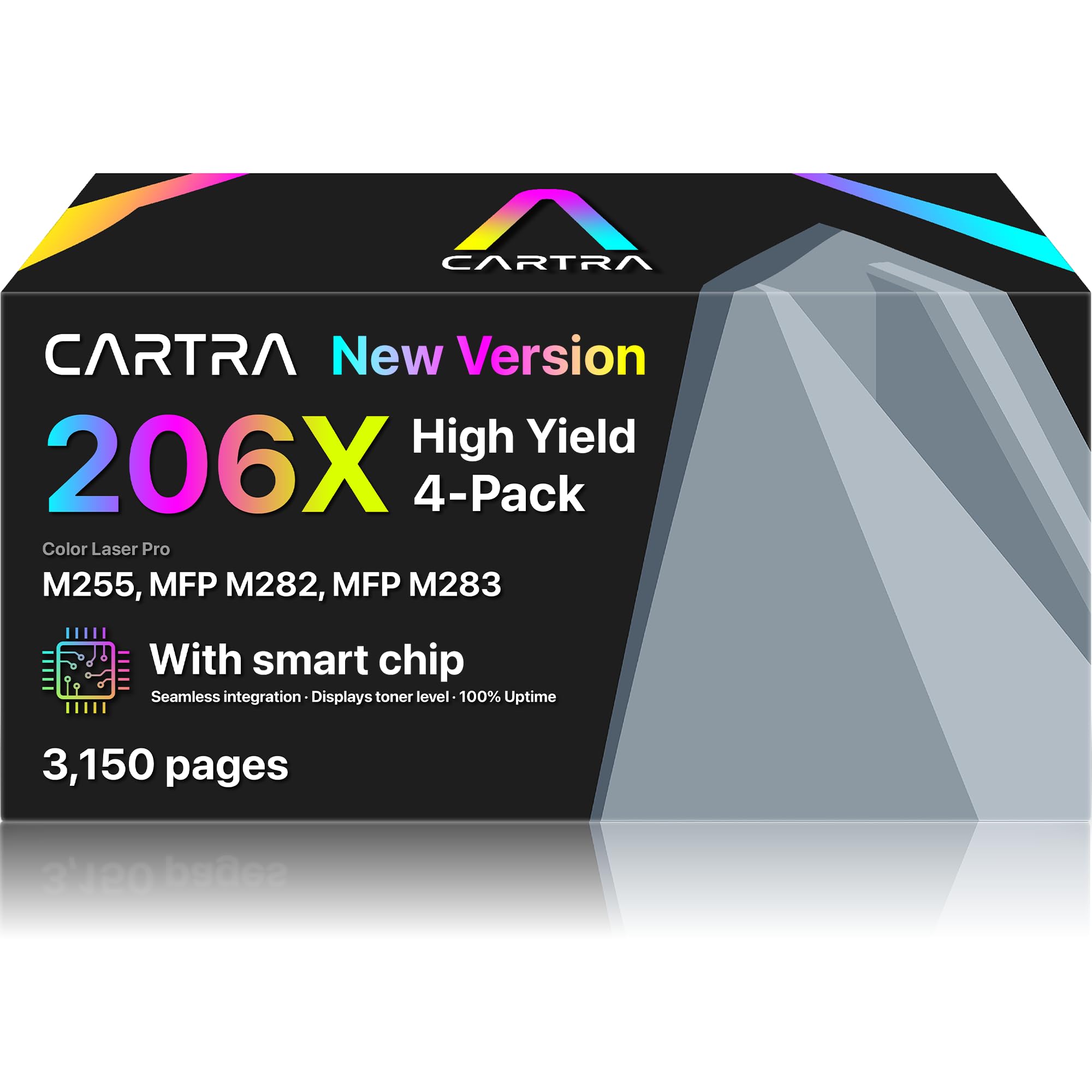 CARTRA 206X 4-Pack High-Yield Toner Cartridge Set for HP Color LaserJet Pro M283fdw/M283cdw/M283fdn/M255dw/M255nw/M282nw Printers - Compatible with 206A & W2110X - Ideal for Office, Home & Small Business Printing Needs