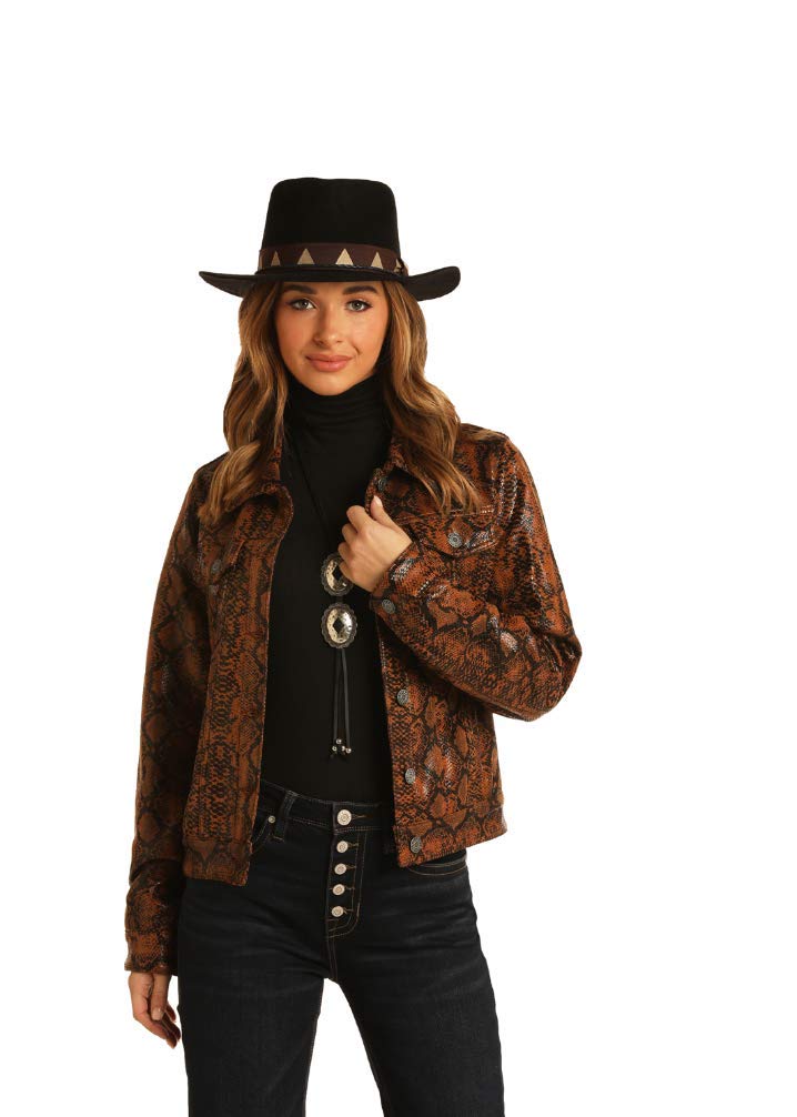 Rock N Roll Cowgirl Women's Snake Print Jacket - Stylish Vintage Western Biker Jacket for Women | Perfect for Concerts, Rodeos & Night Out