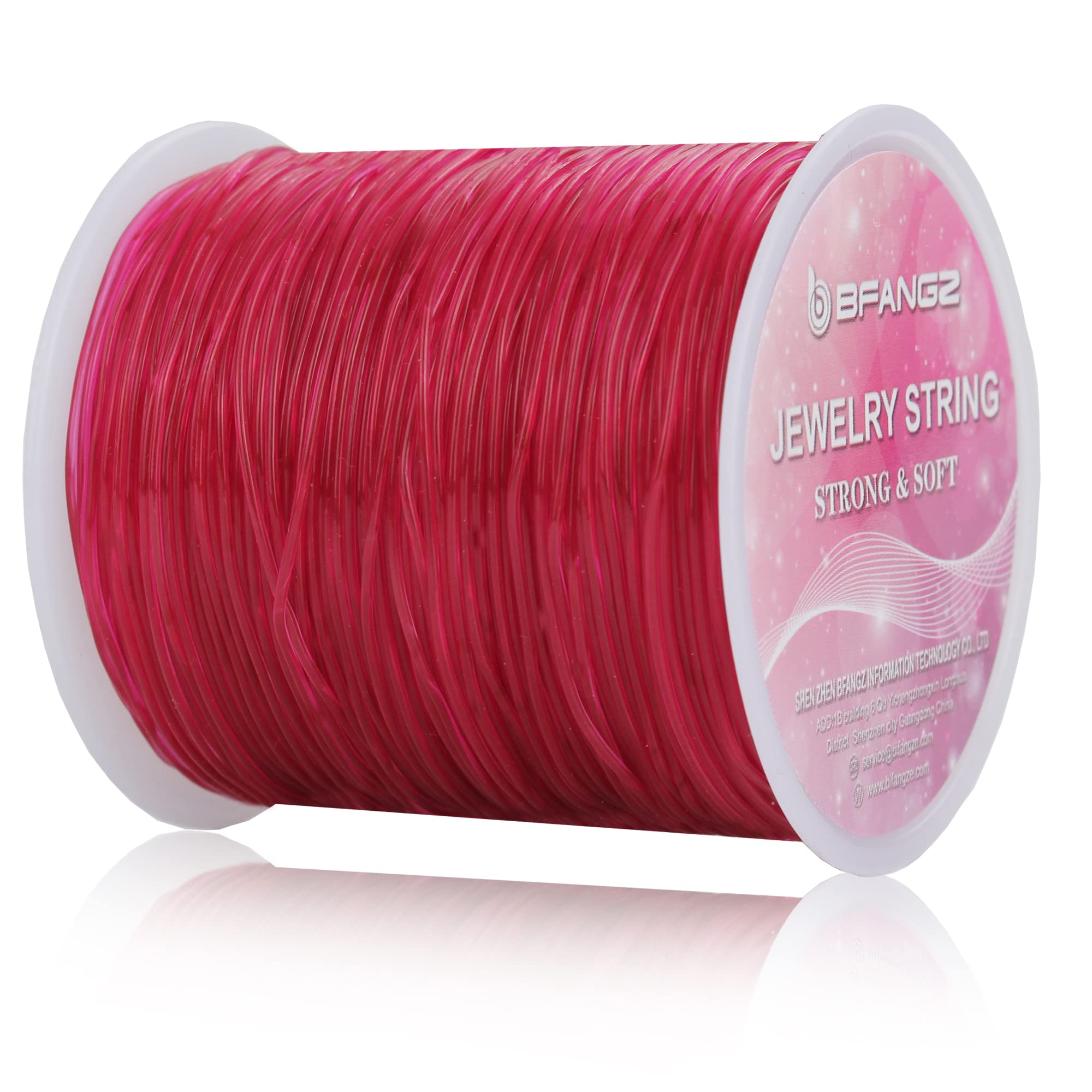 BFANGZ 0.8mm 100M Elastic Jewelry String - Stretch Crystal Beading Cord for Bracelets, Necklaces & DIY Jewelry Making - Rose Red - Perfect for Crafting, Beading Projects & Handmade Accessories