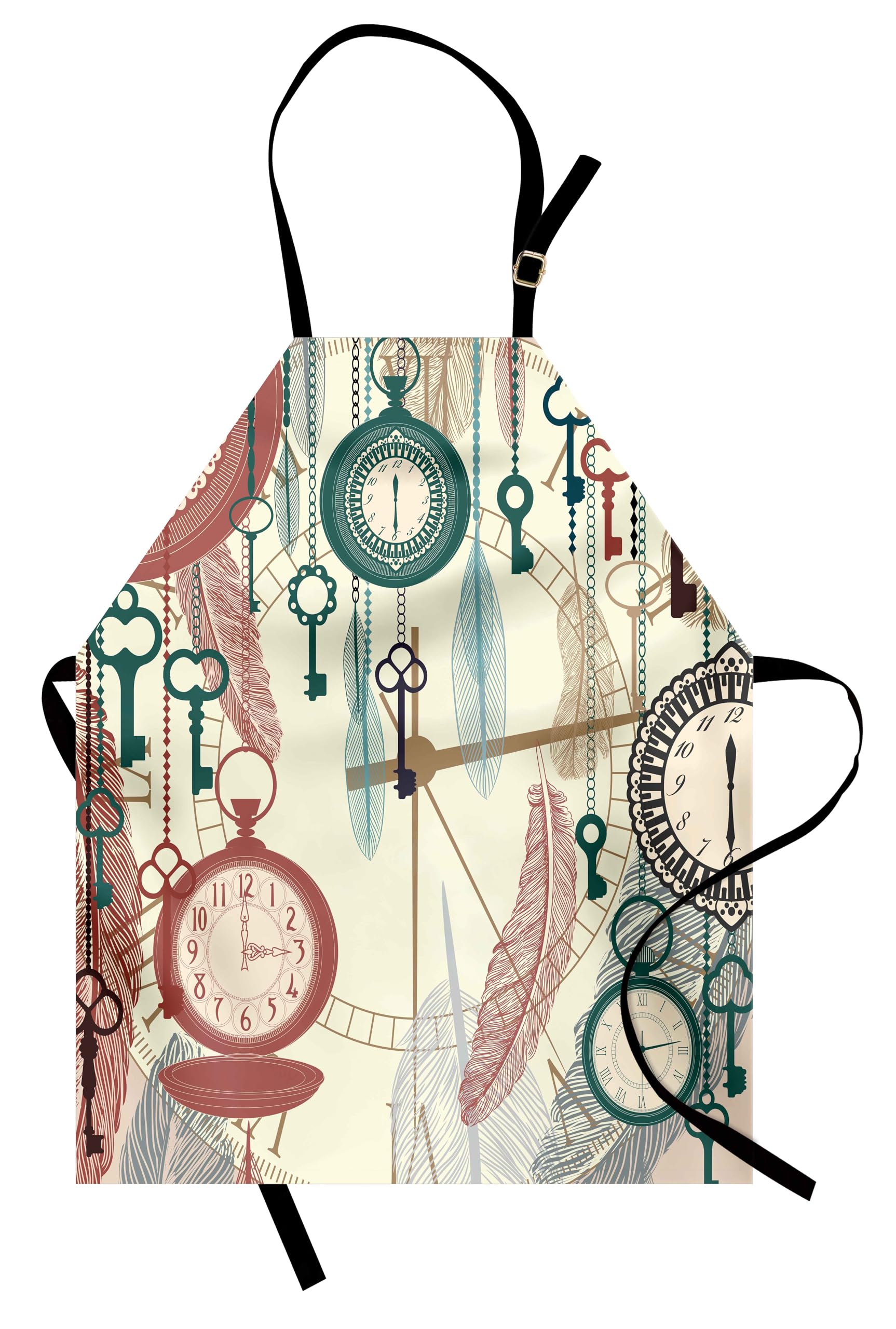 Vintage Pocket Watch Apron - Adjustable Baking & Painting Bib for Cooking & Crafts