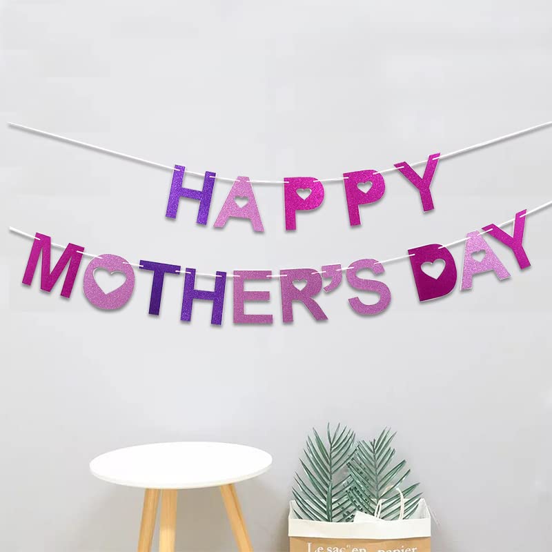 Happy Mother's Day Banner & Garland - Premium Mother's Day Party Decorations for Brunch, Home & Office Celebrations - Perfect for Mother's Day Signs, Party Supplies & Festive Decor