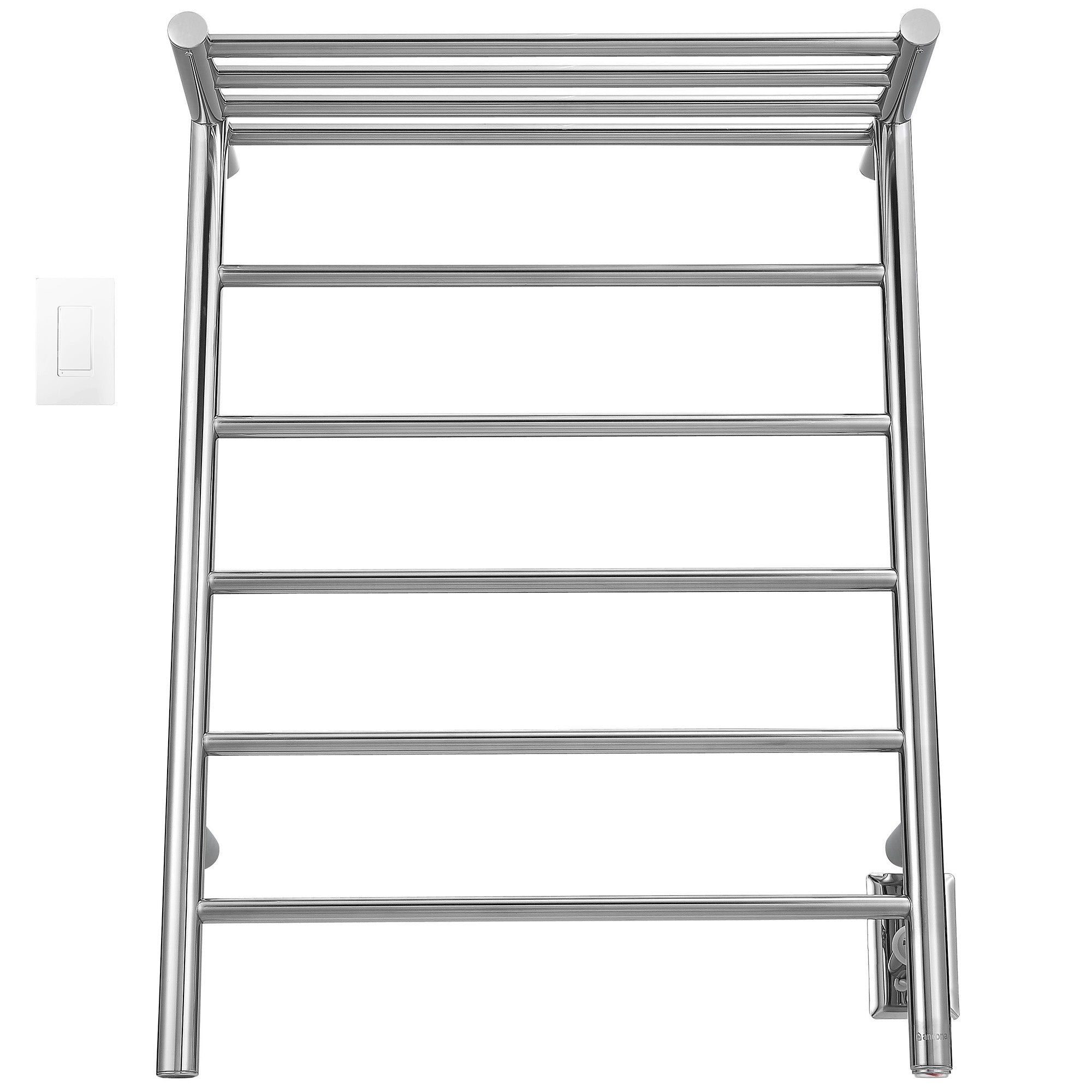 Miazzo 5 Bar Electric Wall Mount Towel Warmer with Shelf - Plug In or Hardwire, Polished Stainless Steel, WiFi Timer - Perfect for Bathroom, Spa, Gym & Luxury Home Heating
