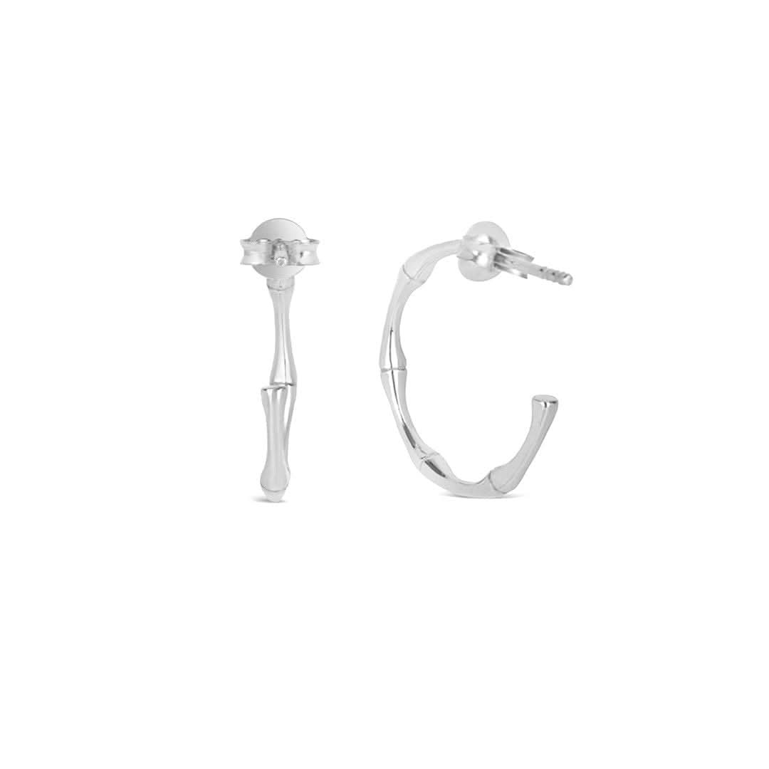 Stylish Silver Bamboo Hoop Earrings for Women - Trendy Boho Jewelry Gift for Everyday Wear & Special Occasions
