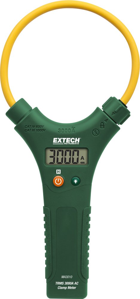 Extech MA3010 True RMS 3000A AC Flex Clamp Meter - Professional Electrical Current Tester for HVAC, Industrial & Home Electrical Maintenance