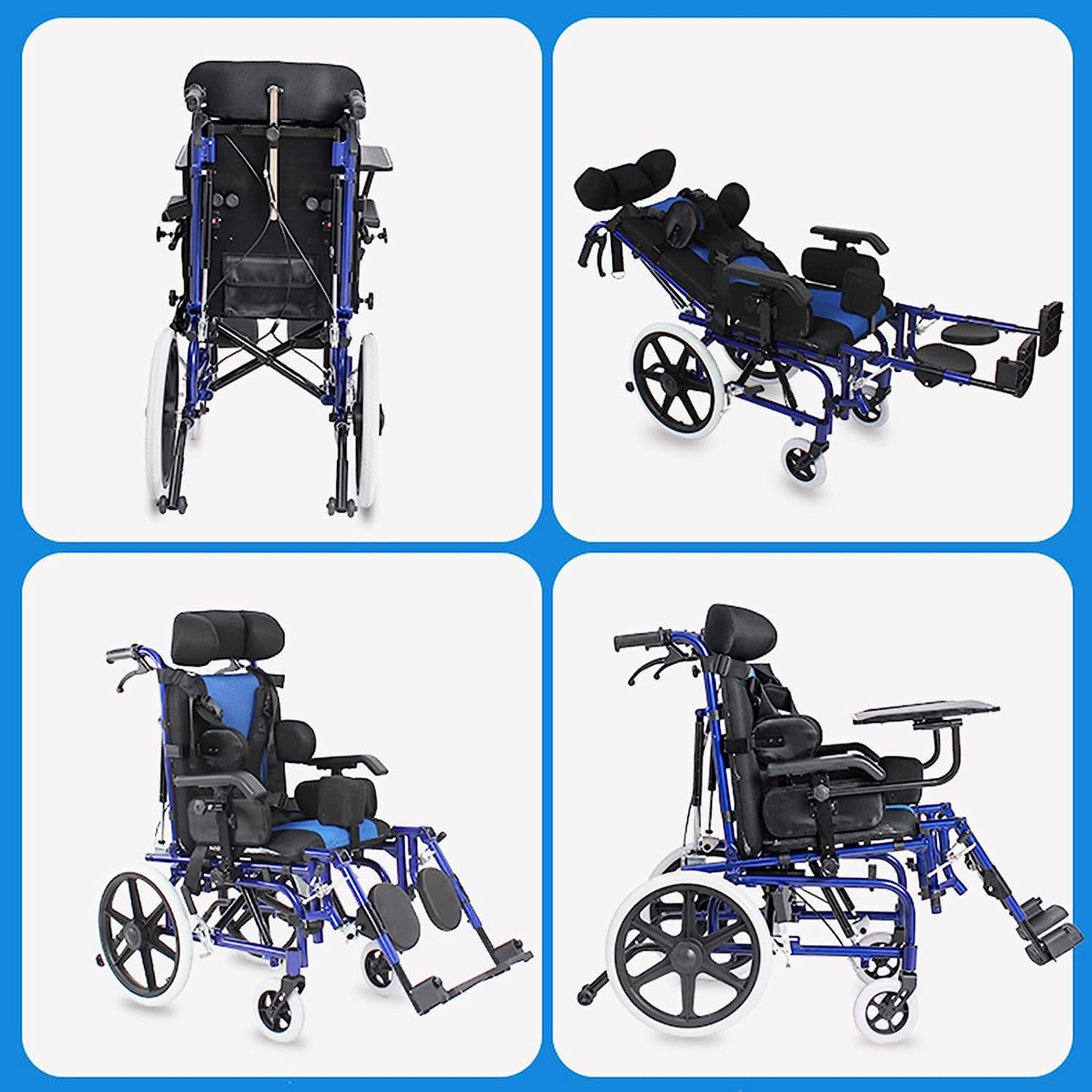 Lightweight Aluminum Alloy Fully Reclining Wheelchair for Adults & Children - High Back Support with Seat Belt & Removable Tray - Ideal for Stroke Recovery, Hemiplegia, Cerebral Palsy & Daily Mobility - Home Use & Outdoor Travel