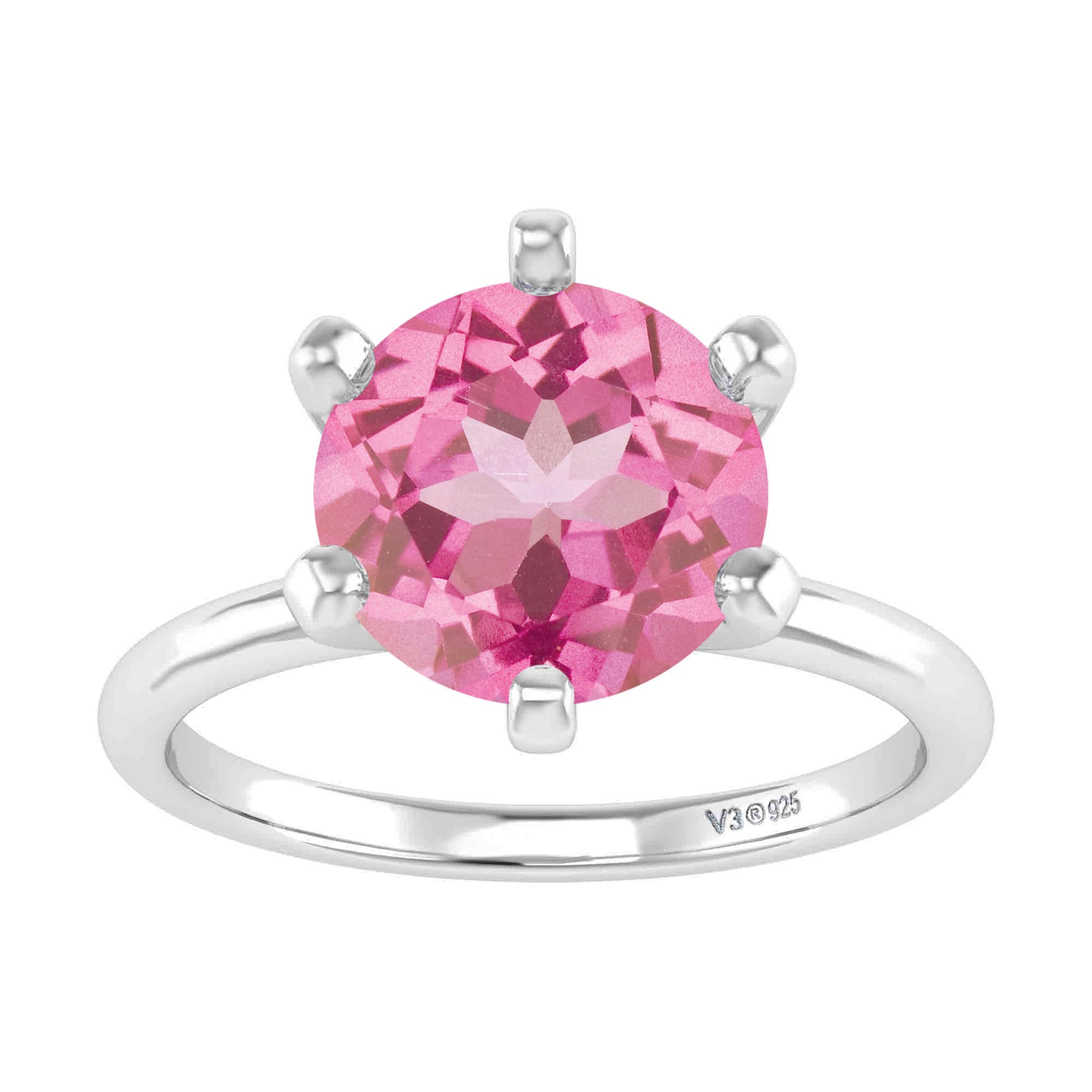 14K Sterling Silver Pink Topaz Solitaire Ring for Women – Elegant Dainty Jewelry Gift for Anniversary, Engagement & Special Occasions