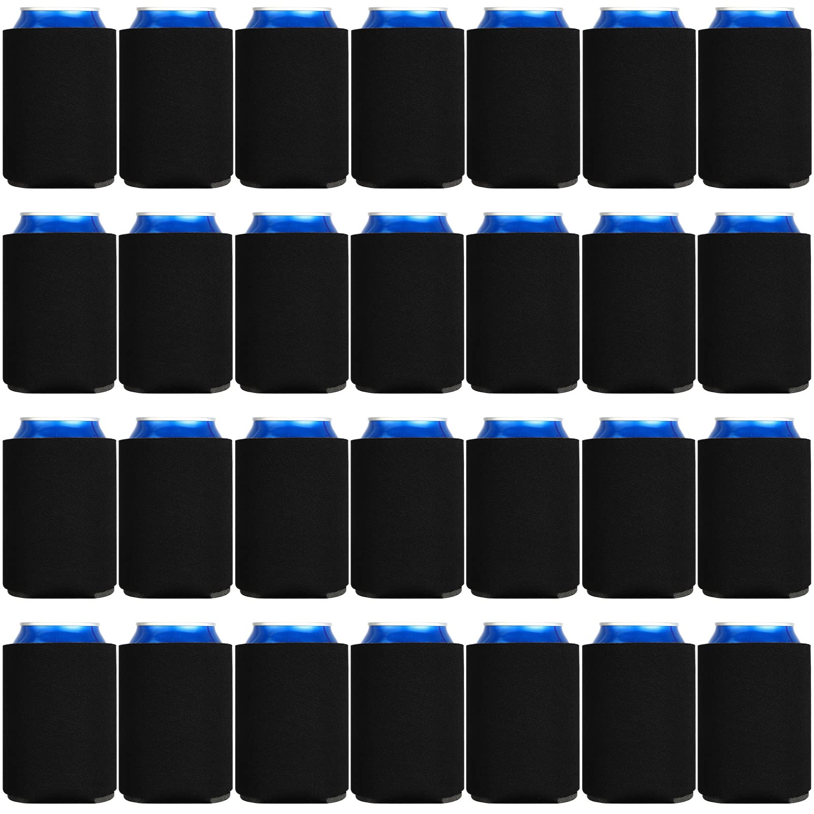 80 Pack Insulated Can Cooler Sleeves - Soft Collapsible Beer & Soda Covers for DIY Customization - Perfect for Weddings, Parties, BBQs and Outdoor Events (Black)