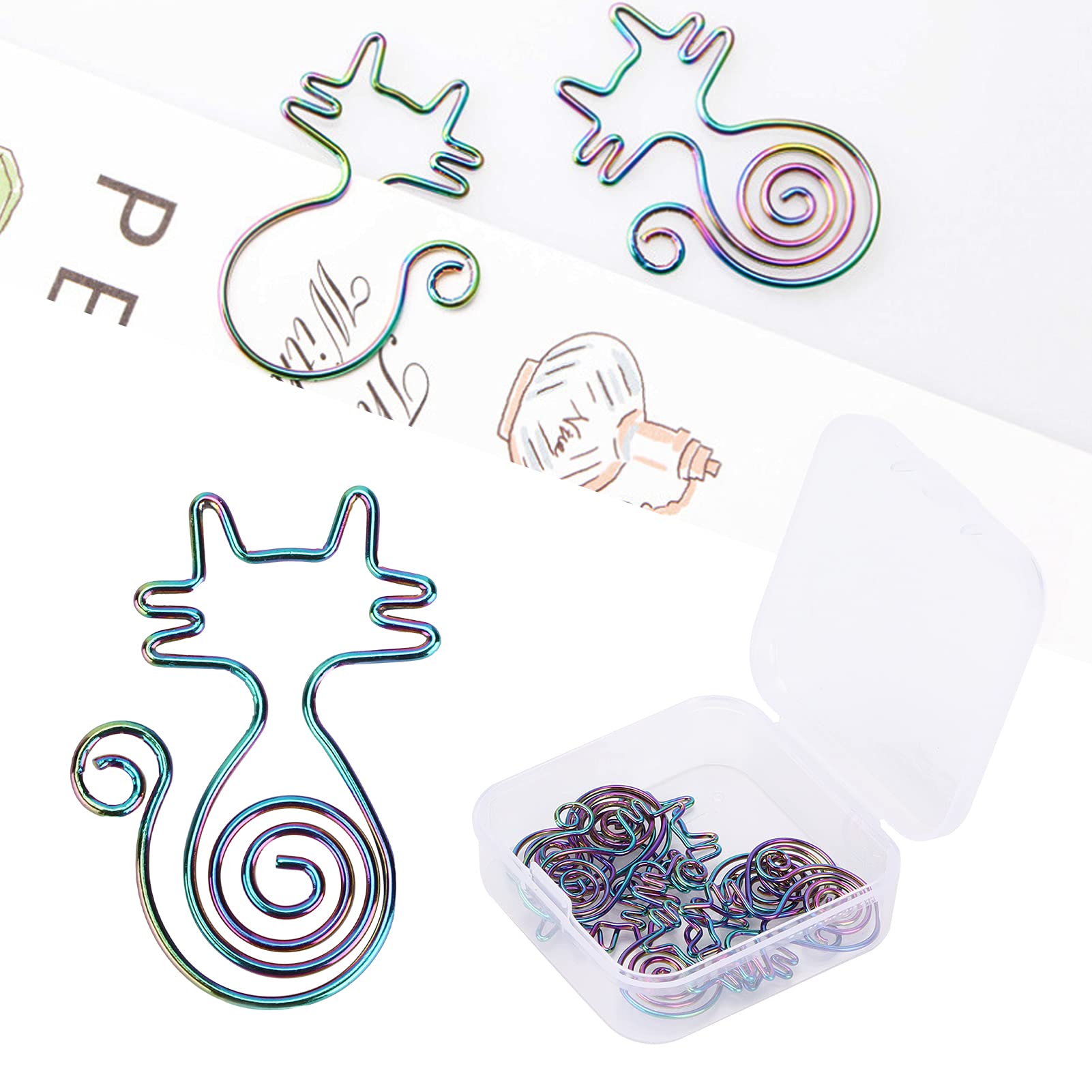 Colorful Cat Shaped Metal Paper Clips - 10 Pack Cute Bookmark Clips for School, Office & Home Organization | Perfect for Books, Documents, Notebooks & Gift Wrapping