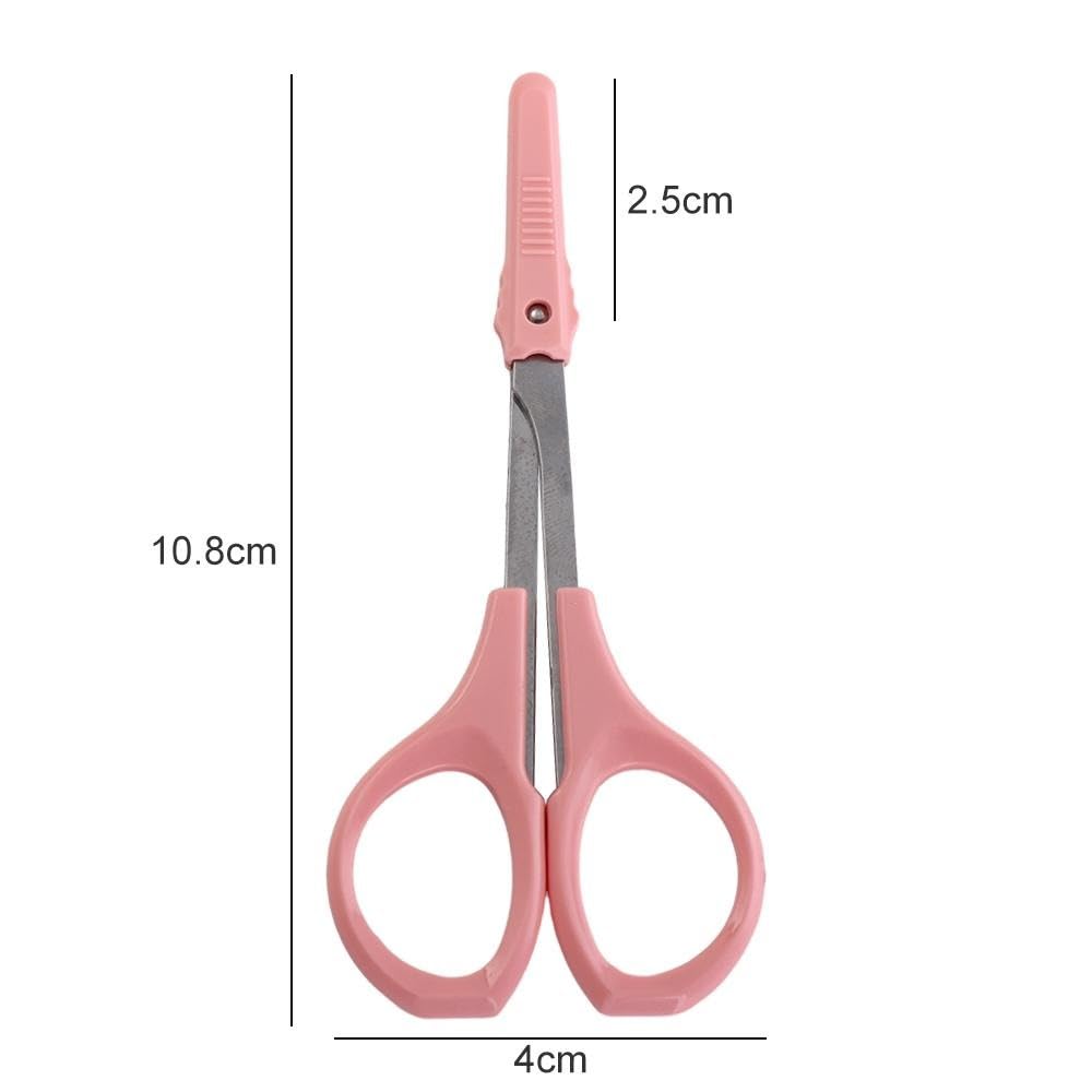 **Stainless Steel Curved & Straight Craft Scissors - Round Tip Nose Hair & Eyebrow Trimming Scissors, Beauty & Grooming Tool (Pink) - Perfect for DIY, Salon, and Personal Care**