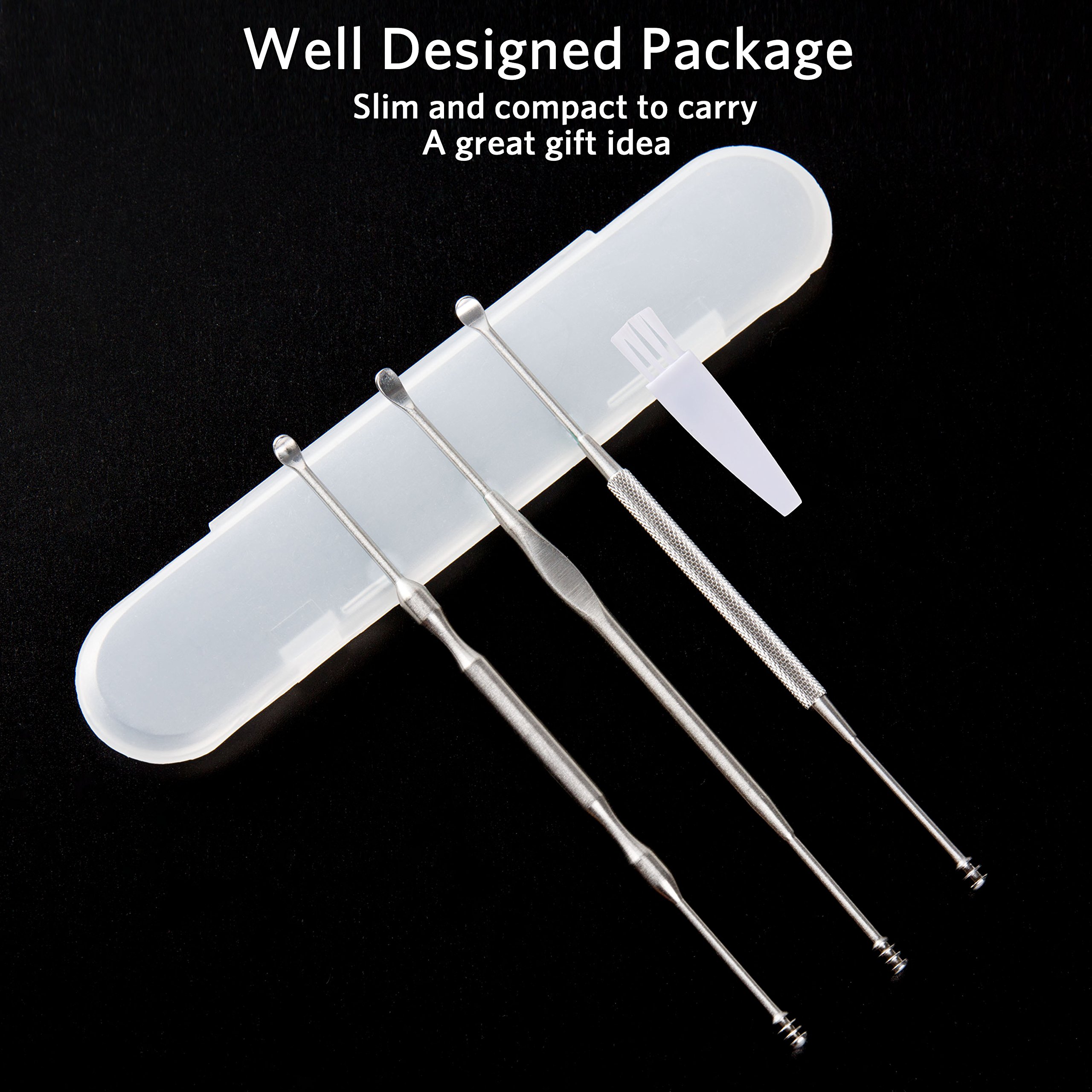3 Pcs Ear Wax Removal Kit - Geengle Ear Cleaning Tool Set with Curette, Brush & Storage Box - Safe & Gentle Earwax Remover for Adults & Kids - Perfect for Home, Travel & Personal Hygiene Care