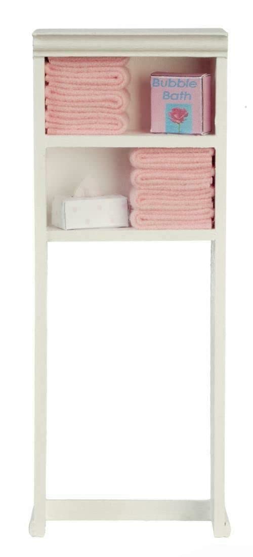 Pink Dollhouse Over Toilet Shelf Unit with Towel Rack - Space Saving Bathroom Storage Organizer for Small Spaces, Towels & Accessories - Perfect for Apartments, Dorms and Compact Bathrooms