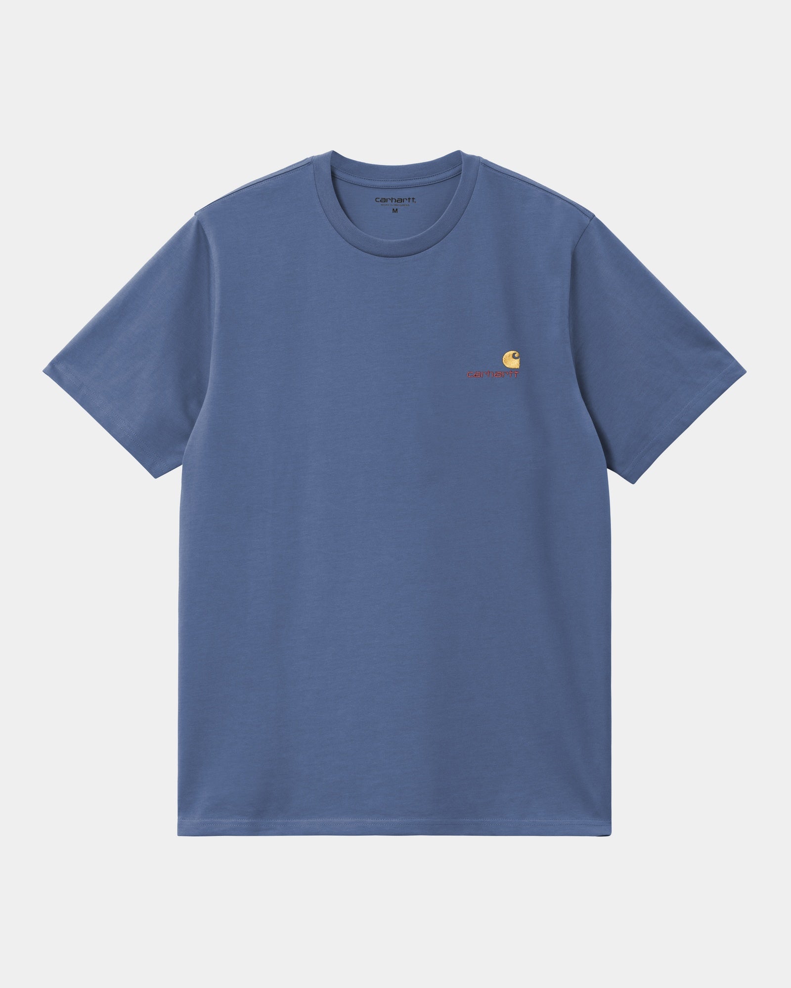 Vintage American Script T-Shirt - Soft Blue Iris Cotton Tee for Men & Women | Casual Wear, Street Style, Gift Ideas