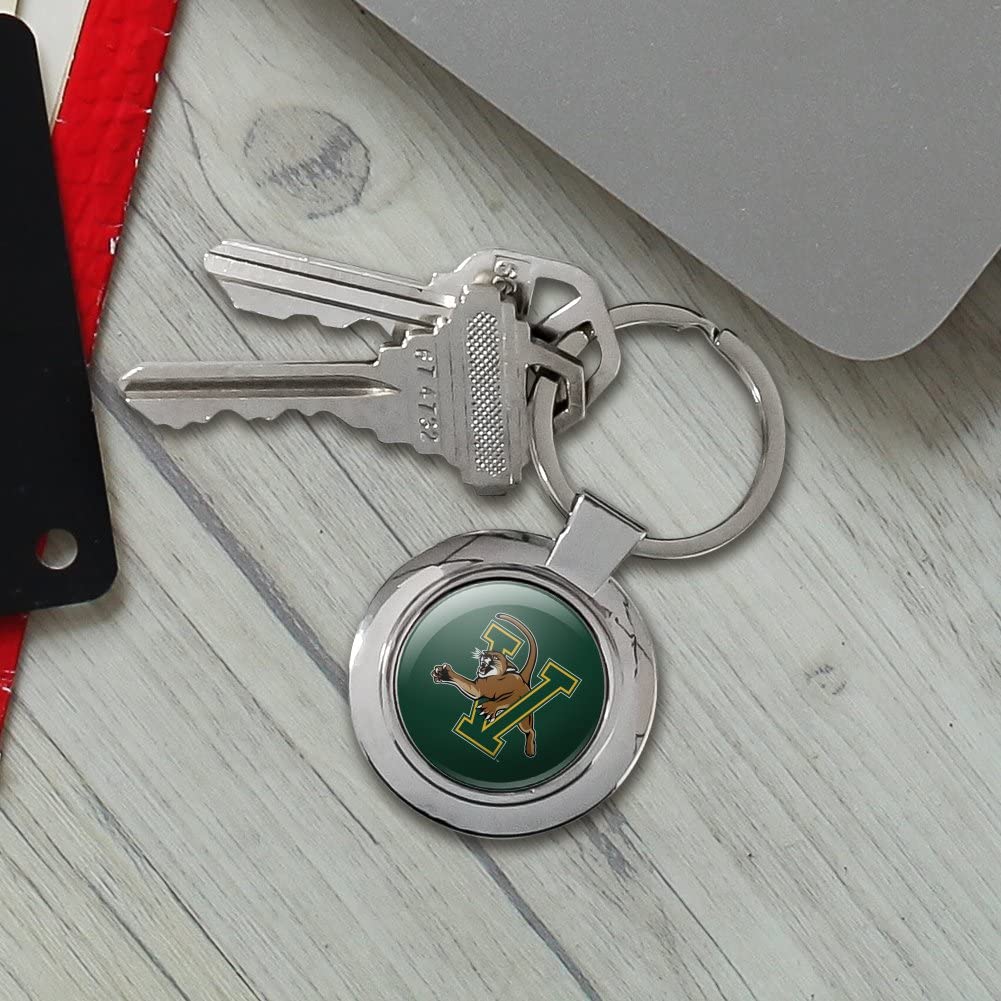 University of Vermont Catamount Logo Keychain - Classy Round Chrome Plated Metal Key Ring - Perfect for Alumni Gifts, Graduation Presents & School Spirit Accessories