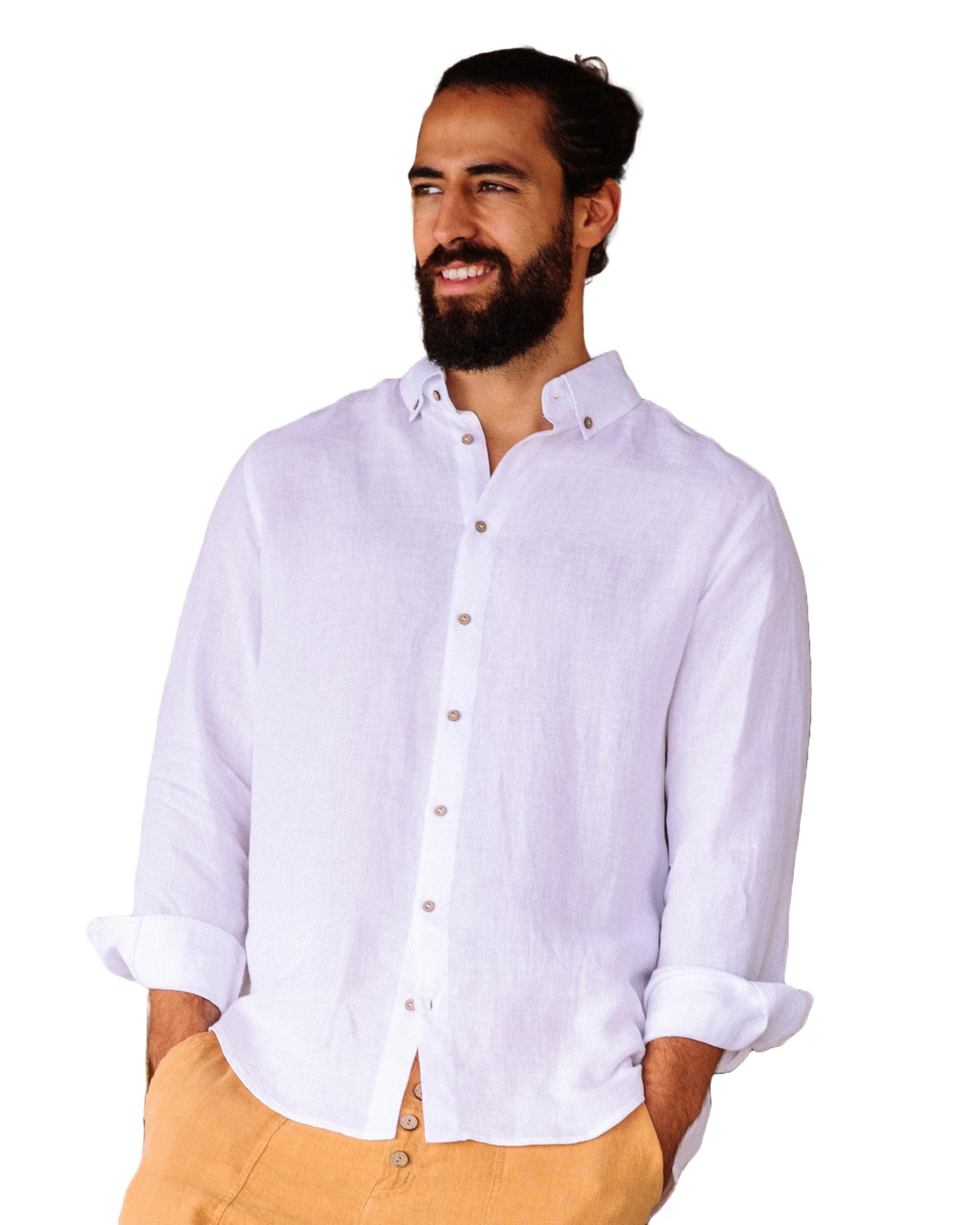 Premium 100% Flax Linen Shirt for Men - Lightweight Breathable Button-Down Casual Shirt | Perfect for Summer Travel, Beach Outings & Business Casual Wear