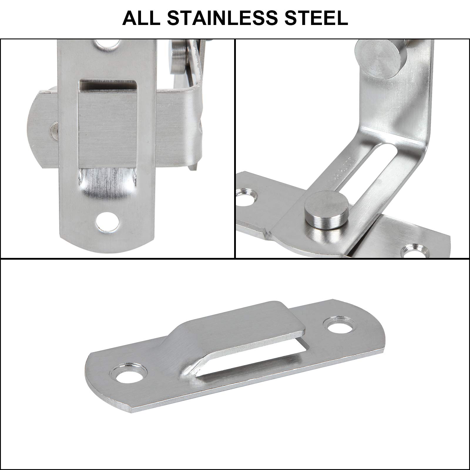 5-Pack Heavy Duty 90 Degree Stainless Steel Flip Door Latches - Brushed Finish Safety Gate Lock for Barn Doors, Pet Gates & Fences - Secure Your Home & Garden