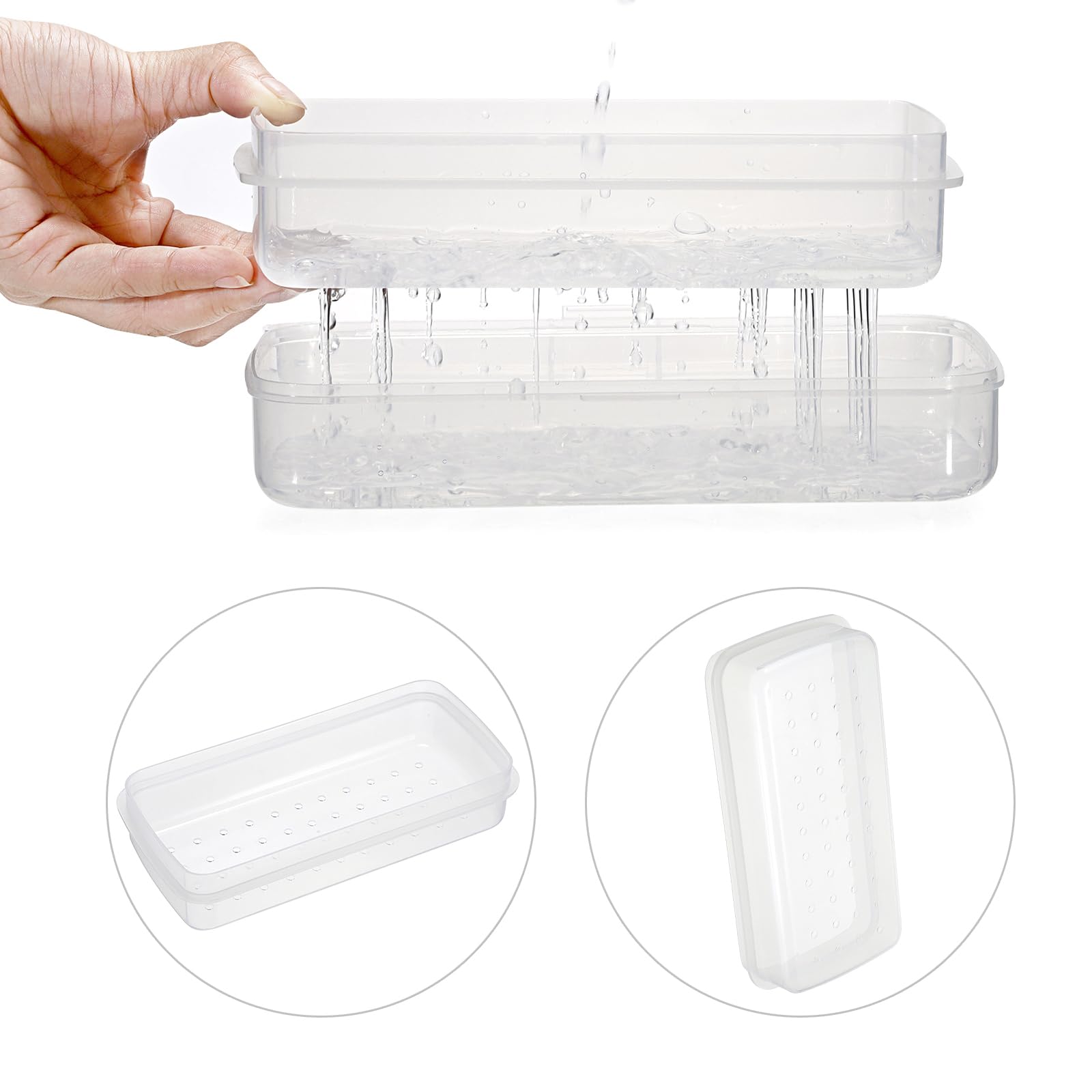 JUXYES Portable Nail Art Sterilizing Tray with Strainer - Transparent Plastic Storage Organizer for Manicure Tools, Tweezers & Nail Accessories | Perfect for Salon, Home & Travel Nail Care